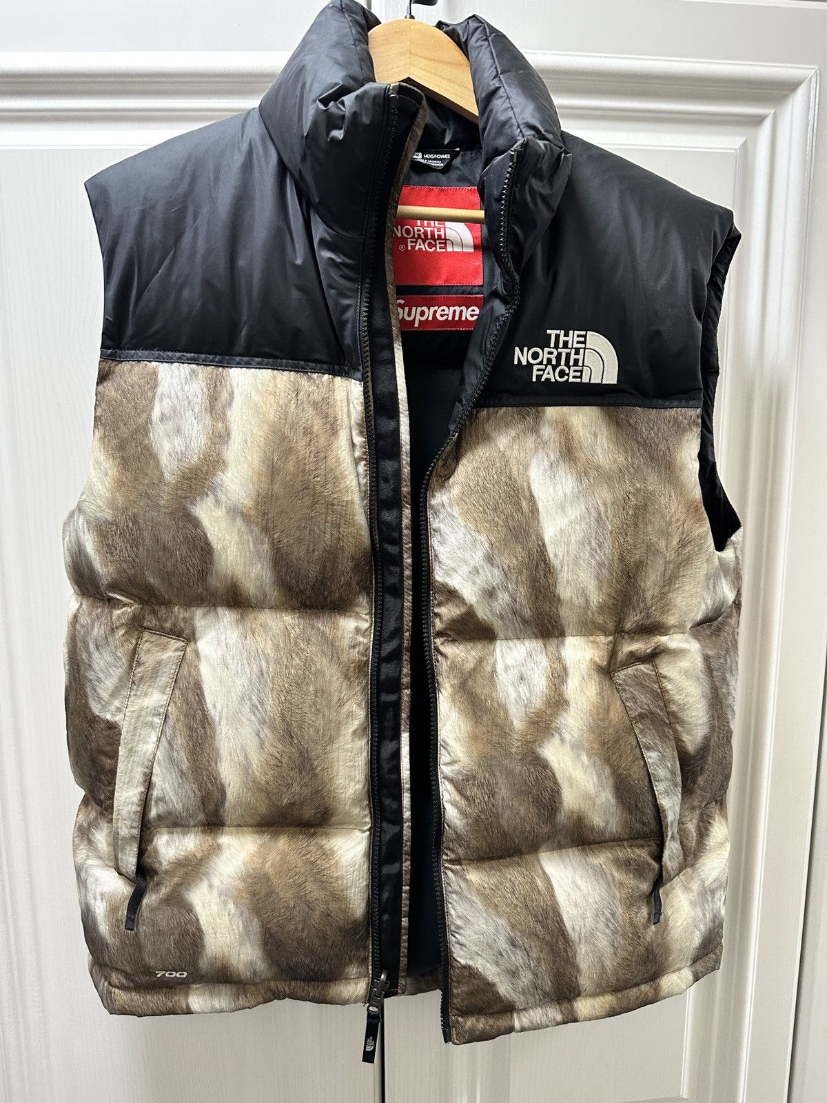 Supreme The North Face Fur Print Nuptse Vest | Grailed