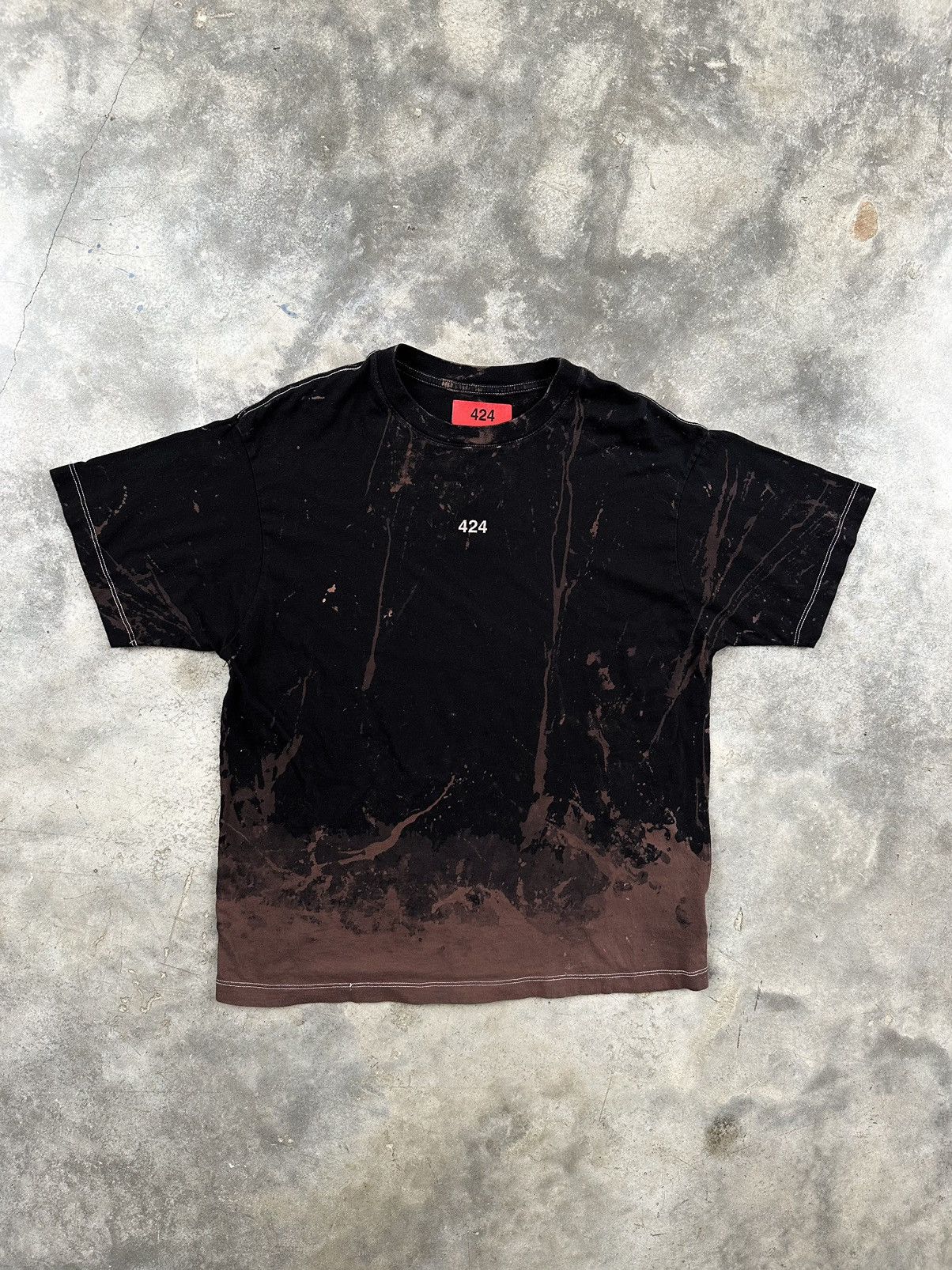 424 On Fairfax 424 On Fairfax Black / Bleach Center Logo Tee Sz