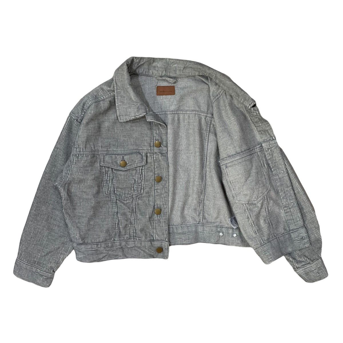 Beauty Beast × Japanese Brand × Vintage Vintage Earth Music & Ecology Striped Button Cropped Jacket Size M / US 6-8 / IT 42-44 - 2 Thumbnail