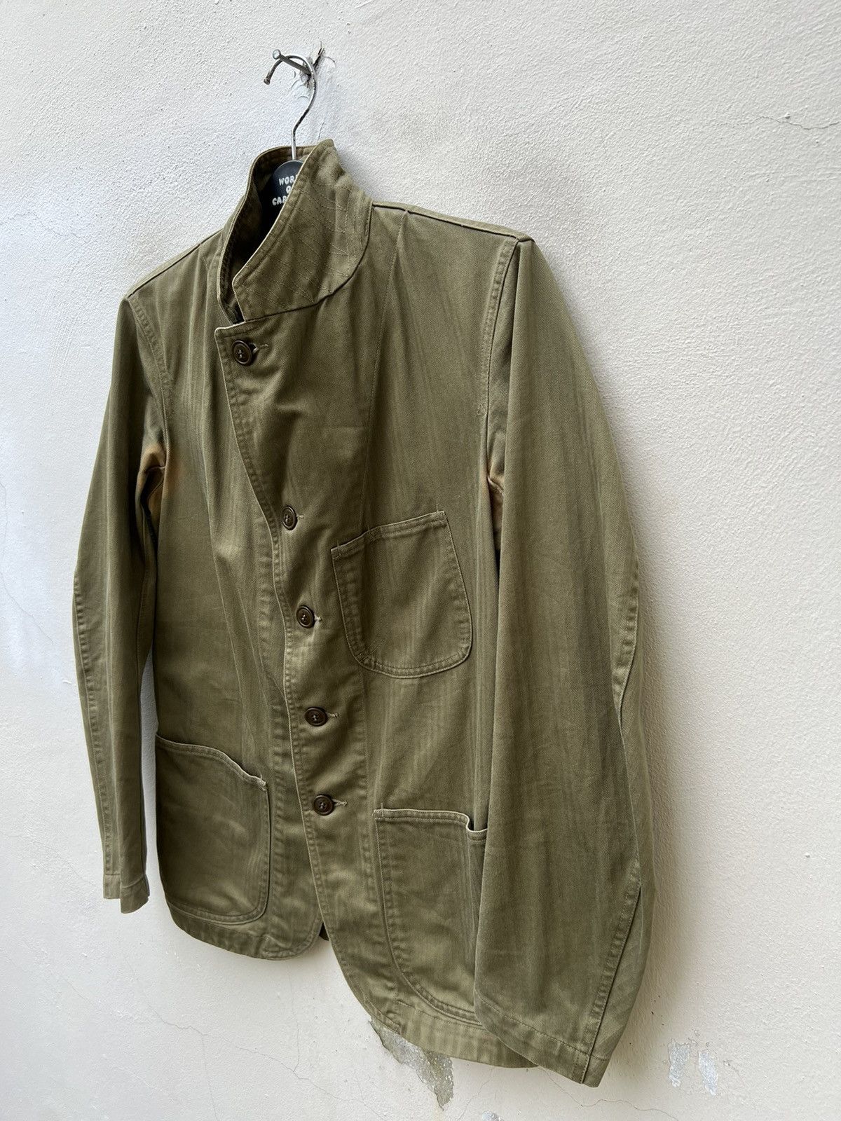 RRL Ralph Lauren VTG RRL Sun Fade Olive Green HBT Stripes Chore Coat Jacket Size US S / EU 44-46 / 1 - 8 Thumbnail