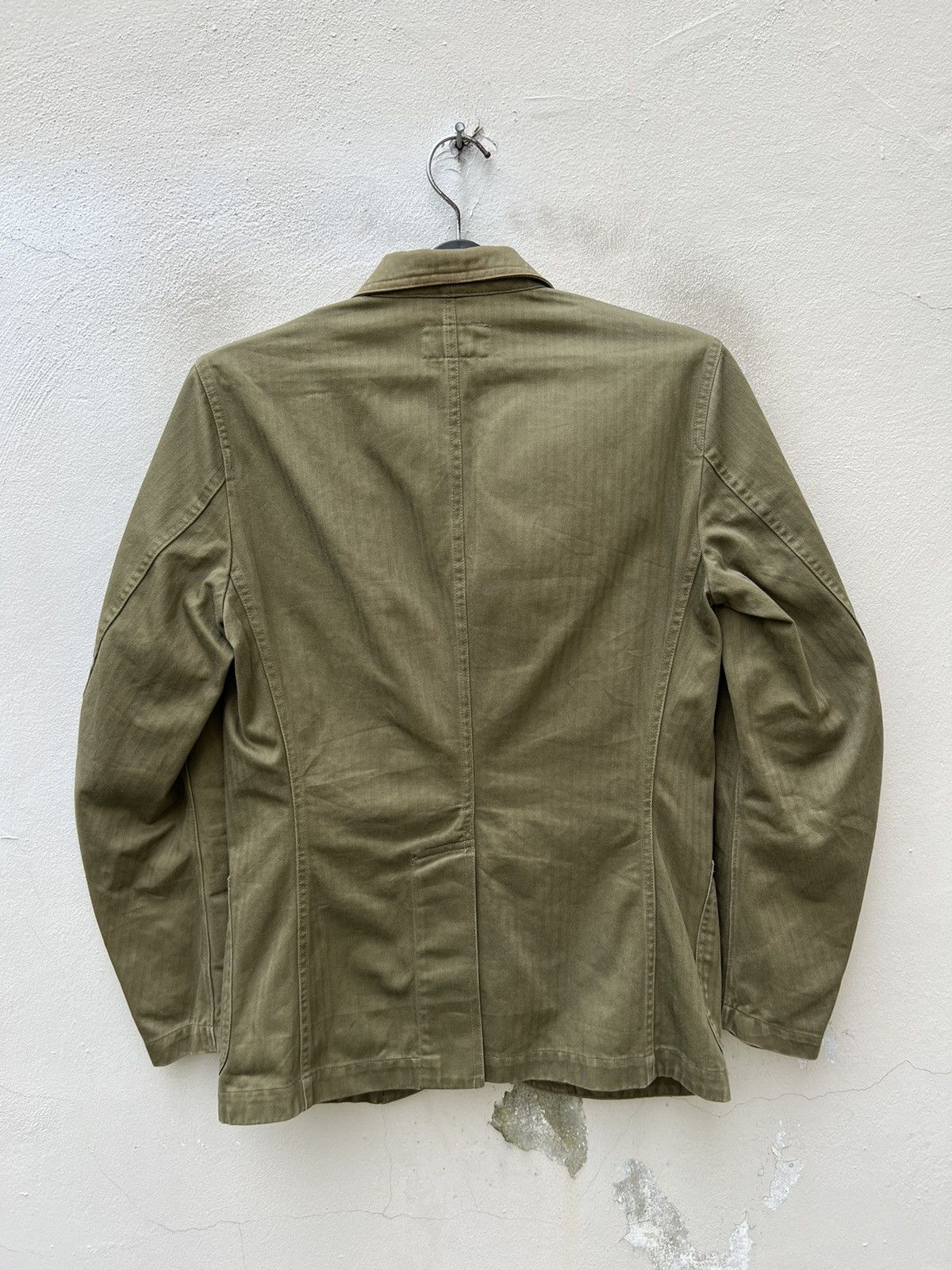 RRL Ralph Lauren VTG RRL Sun Fade Olive Green HBT Stripes Chore Coat Jacket Size US S / EU 44-46 / 1 - 13 Thumbnail