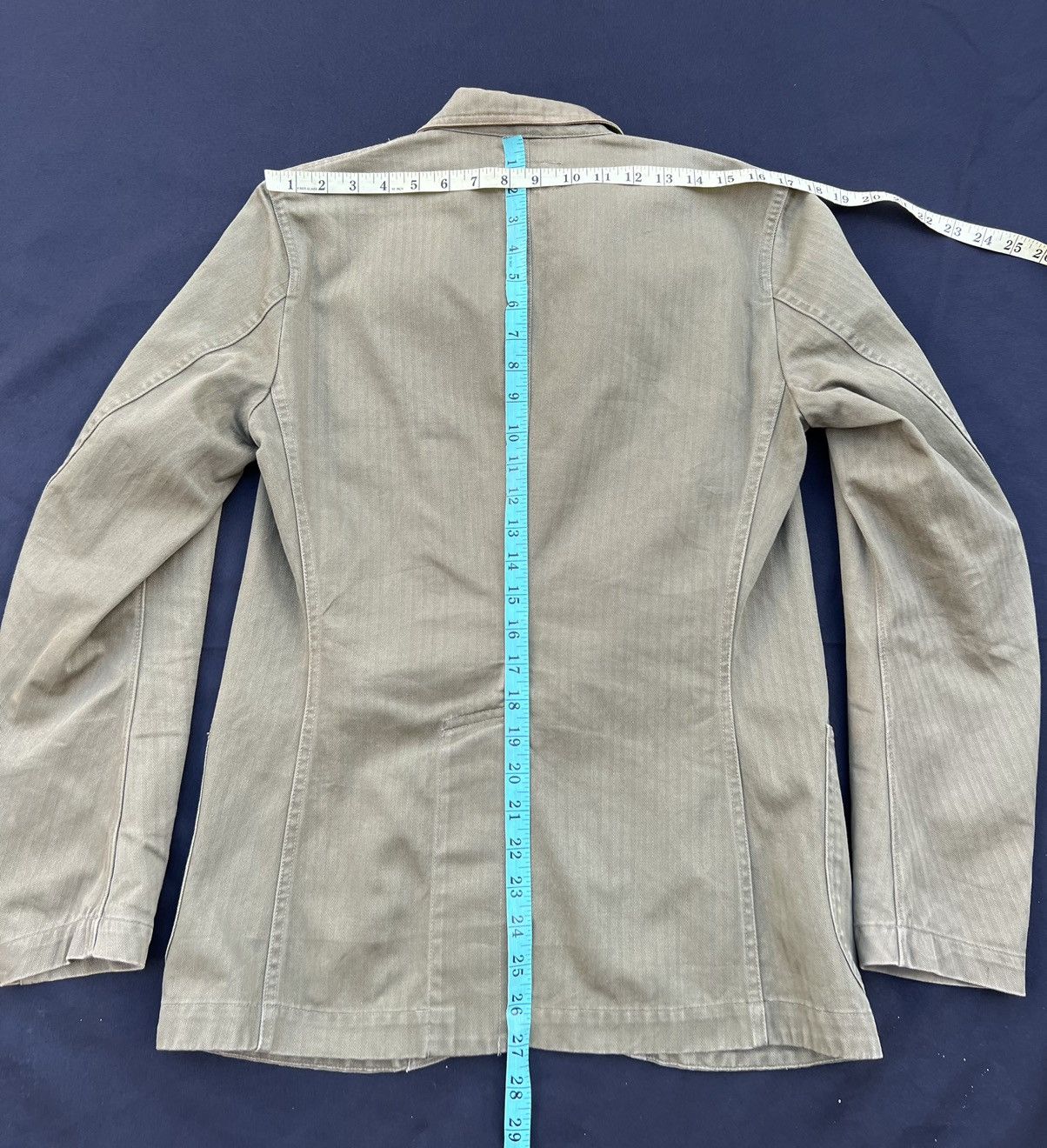 RRL Ralph Lauren VTG RRL Sun Fade Olive Green HBT Stripes Chore Coat Jacket Size US S / EU 44-46 / 1 - 5 Thumbnail