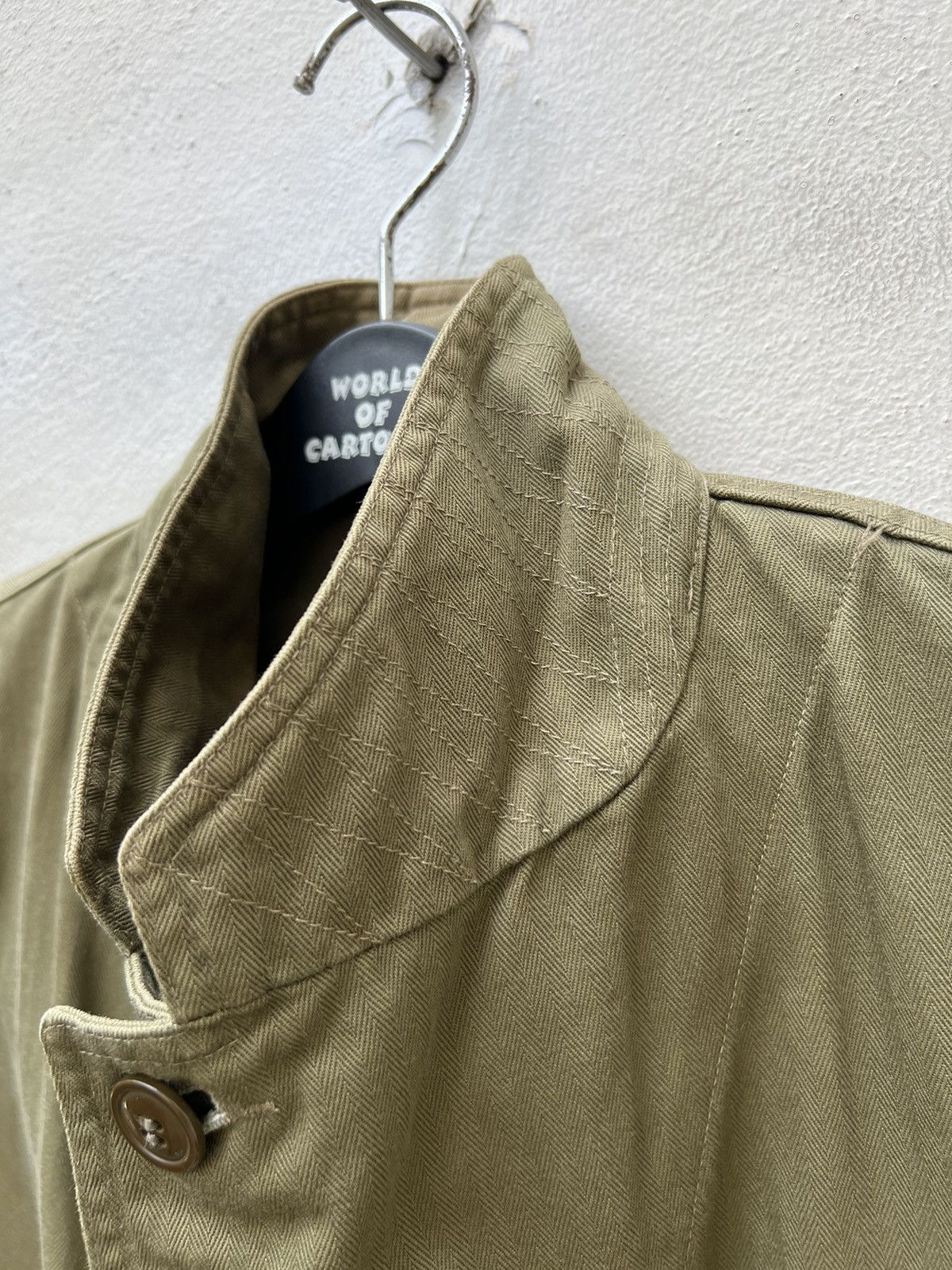 RRL Ralph Lauren VTG RRL Sun Fade Olive Green HBT Stripes Chore Coat Jacket Size US S / EU 44-46 / 1 - 9 Thumbnail