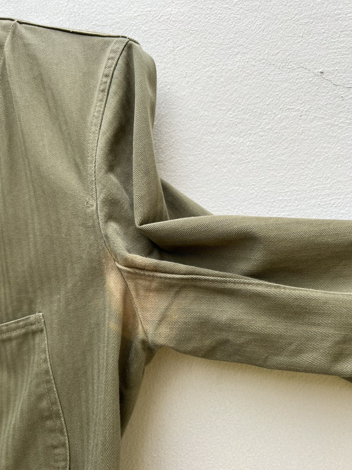 RRL Ralph Lauren VTG RRL Sun Fade Olive Green HBT Stripes Chore Coat Jacket Size US S / EU 44-46 / 1 - 11 Thumbnail