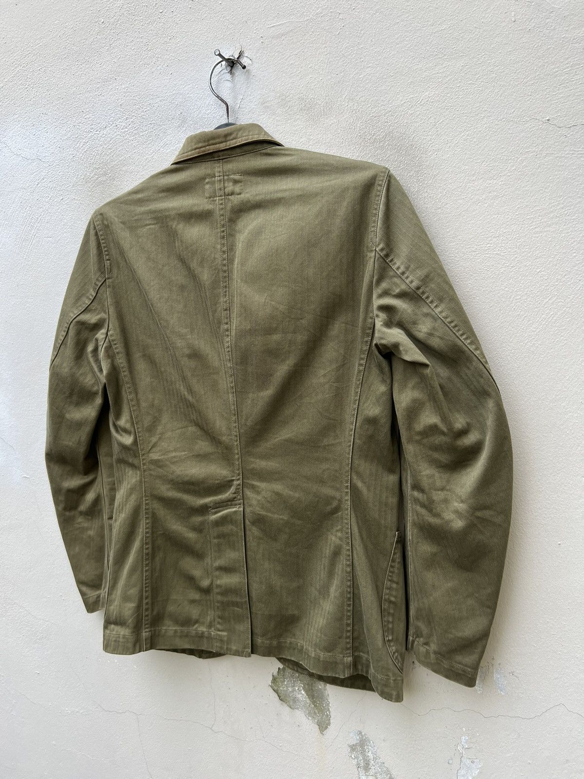 RRL Ralph Lauren VTG RRL Sun Fade Olive Green HBT Stripes Chore Coat Jacket Size US S / EU 44-46 / 1 - 15 Thumbnail
