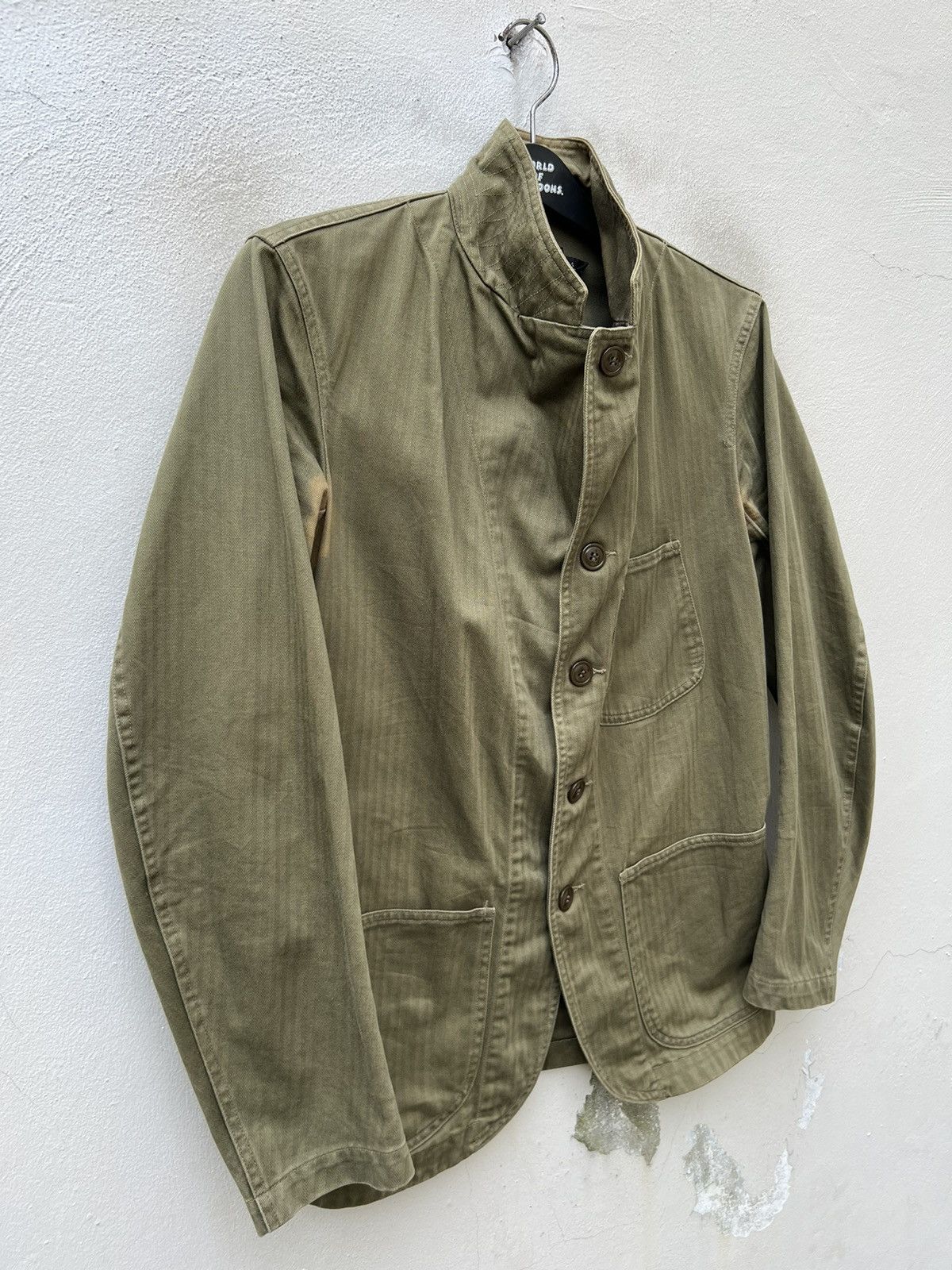 RRL Ralph Lauren VTG RRL Sun Fade Olive Green HBT Stripes Chore Coat Jacket Size US S / EU 44-46 / 1 - 10 Thumbnail