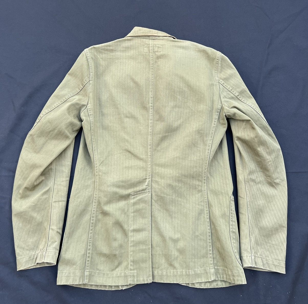 RRL Ralph Lauren VTG RRL Sun Fade Olive Green HBT Stripes Chore Coat Jacket Size US S / EU 44-46 / 1 - 4 Thumbnail