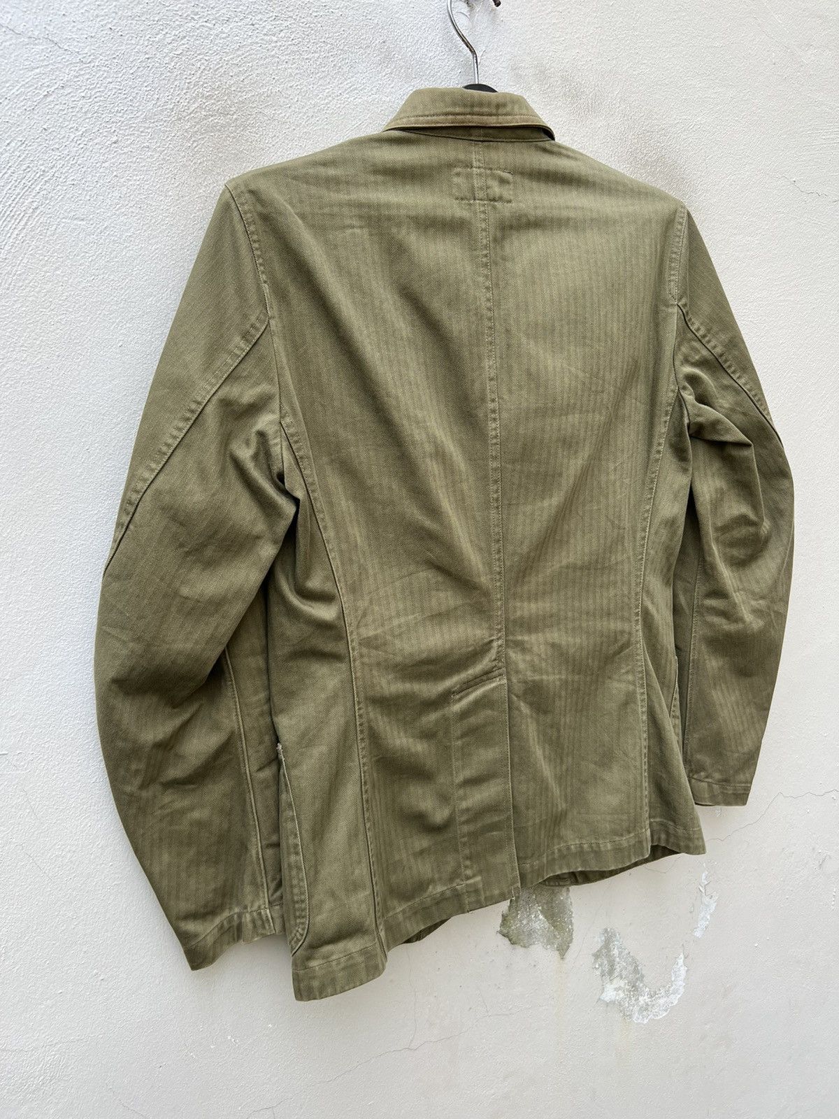 RRL Ralph Lauren VTG RRL Sun Fade Olive Green HBT Stripes Chore Coat Jacket Size US S / EU 44-46 / 1 - 14 Thumbnail