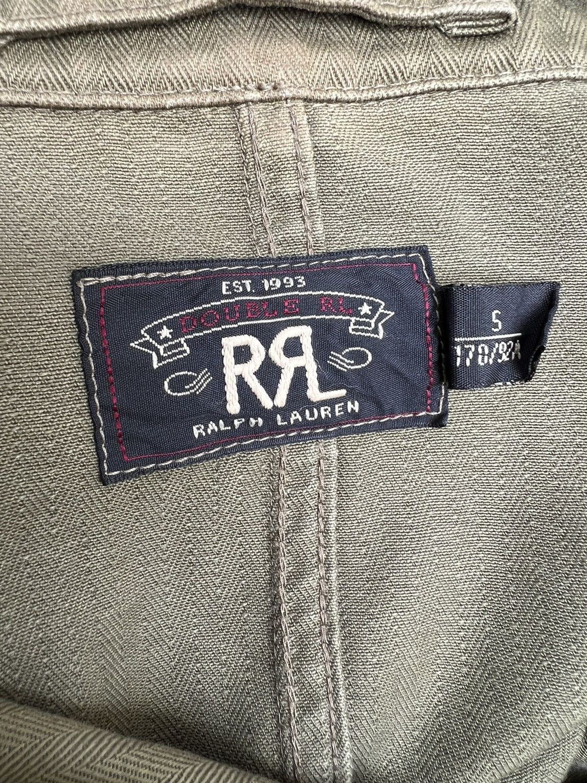 RRL Ralph Lauren VTG RRL Sun Fade Olive Green HBT Stripes Chore Coat Jacket Size US S / EU 44-46 / 1 - 18 Thumbnail