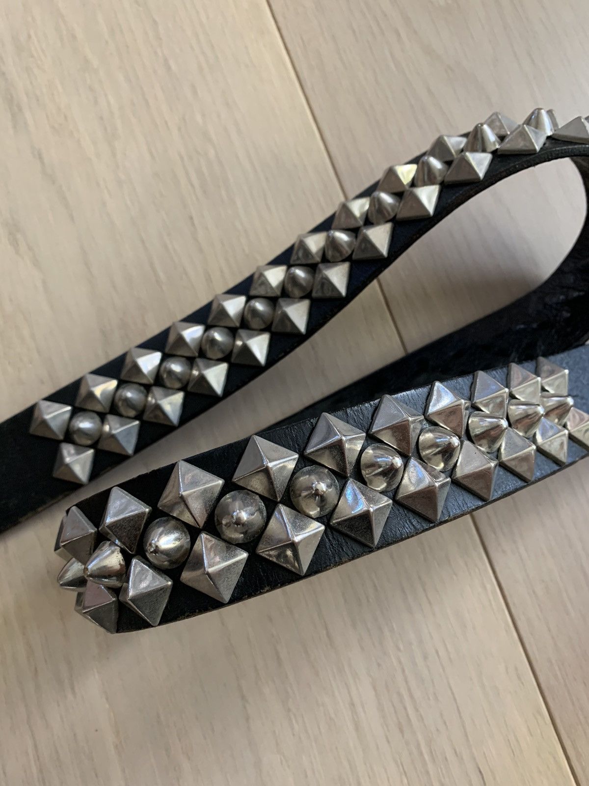 Bounty Hunter 1990’s Skull Studded Leather Belt Size 34 - 4 Thumbnail