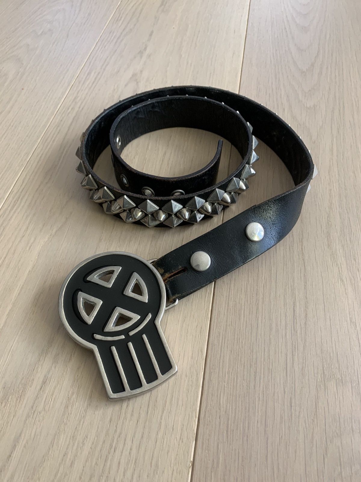 Bounty Hunter 1990’s Skull Studded Leather Belt Size 34 - 3 Thumbnail