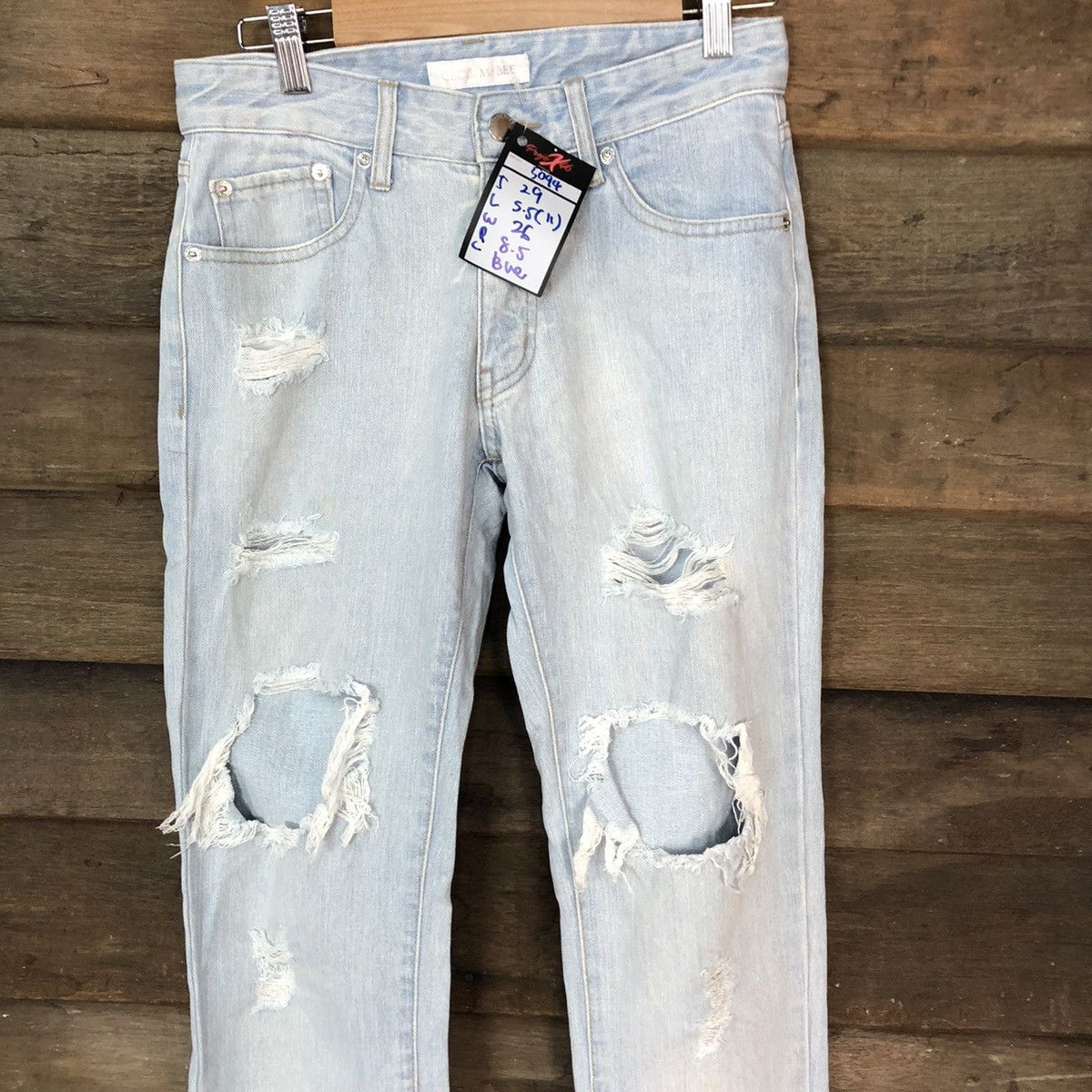 Japanese Brand Cecil Mcbee Blue Distressed Denim Pants #5094 Size 26" / US 2 / IT 38 - 2 Thumbnail