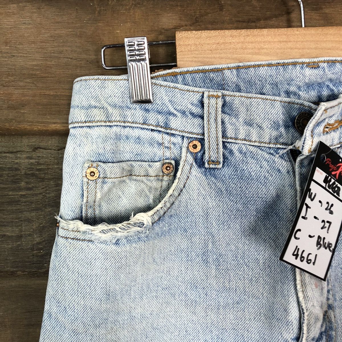 Levi's Levis Blue Distressed Denim Pants #4661 Size US 29 - 4 Thumbnail