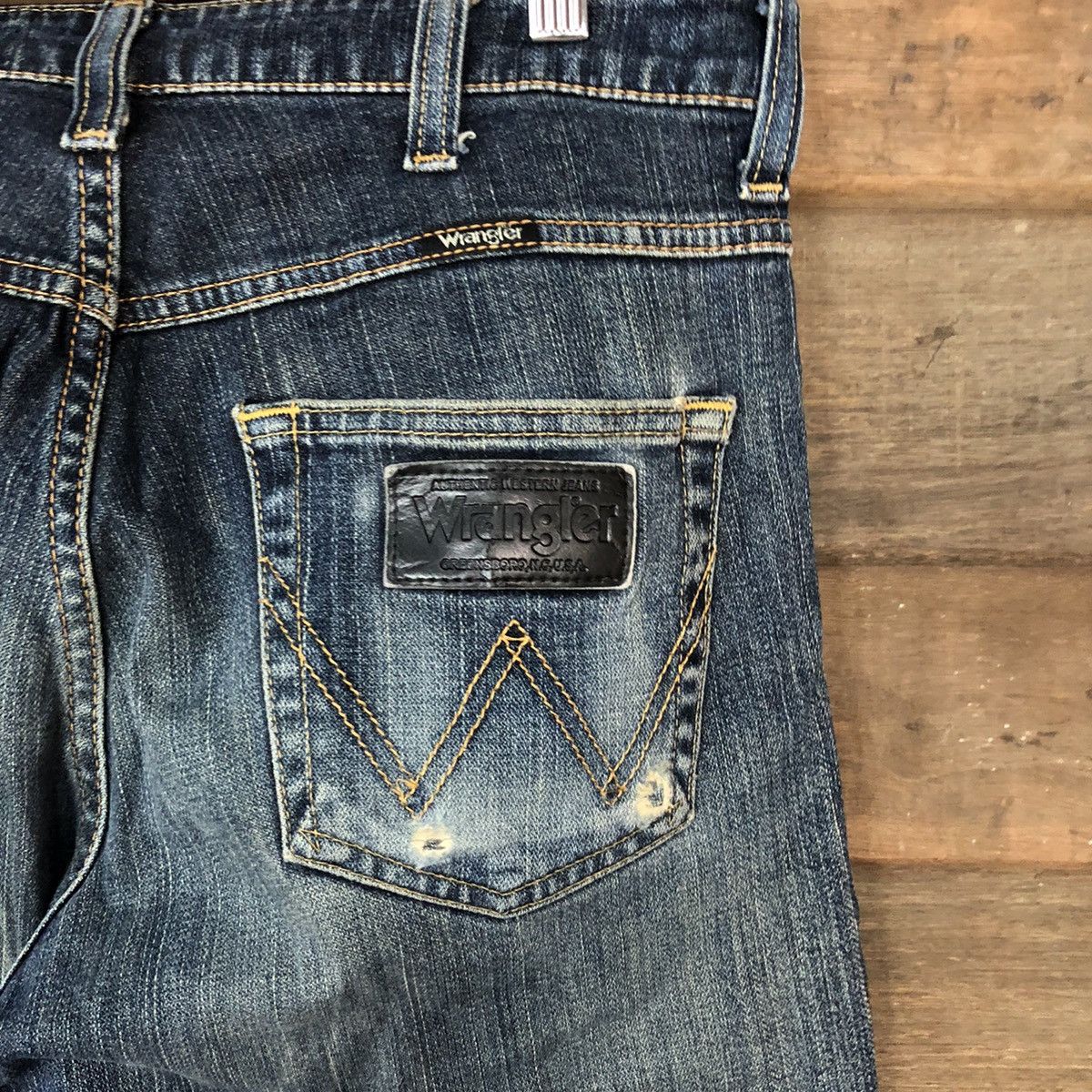 Vintage Wrangler Blue Distressed Denim Pants #4657 Size US 28 / EU 44 - 13 Thumbnail