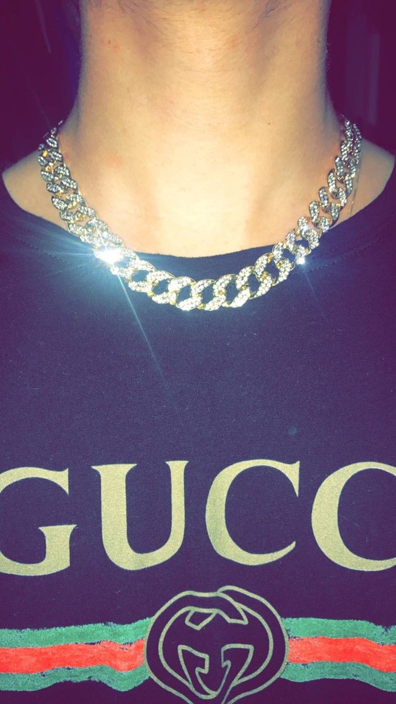 Jewelry Gold Diamond Cuban Chain (Cz VVS1) Size ONE SIZE - 1 Preview