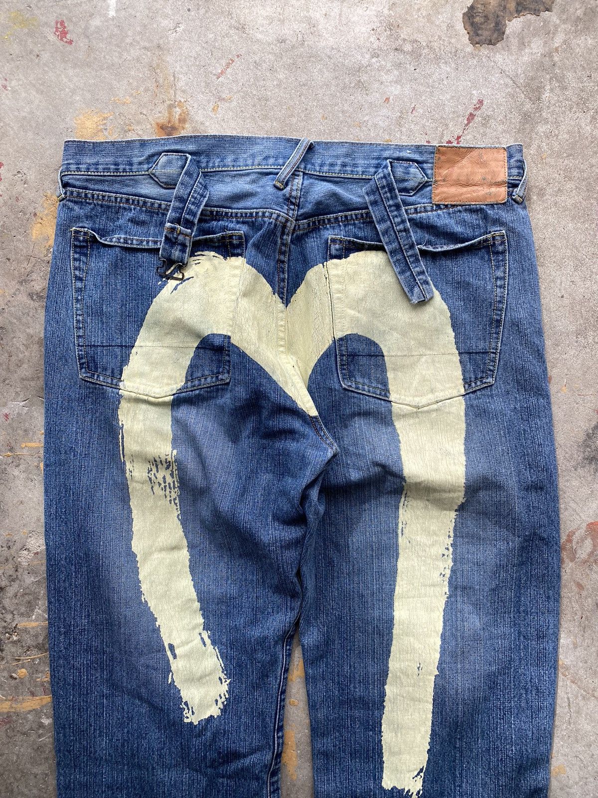 image of Evisu Buckle Back Denim Pants Jeans in Blue, Men's (Size 40)