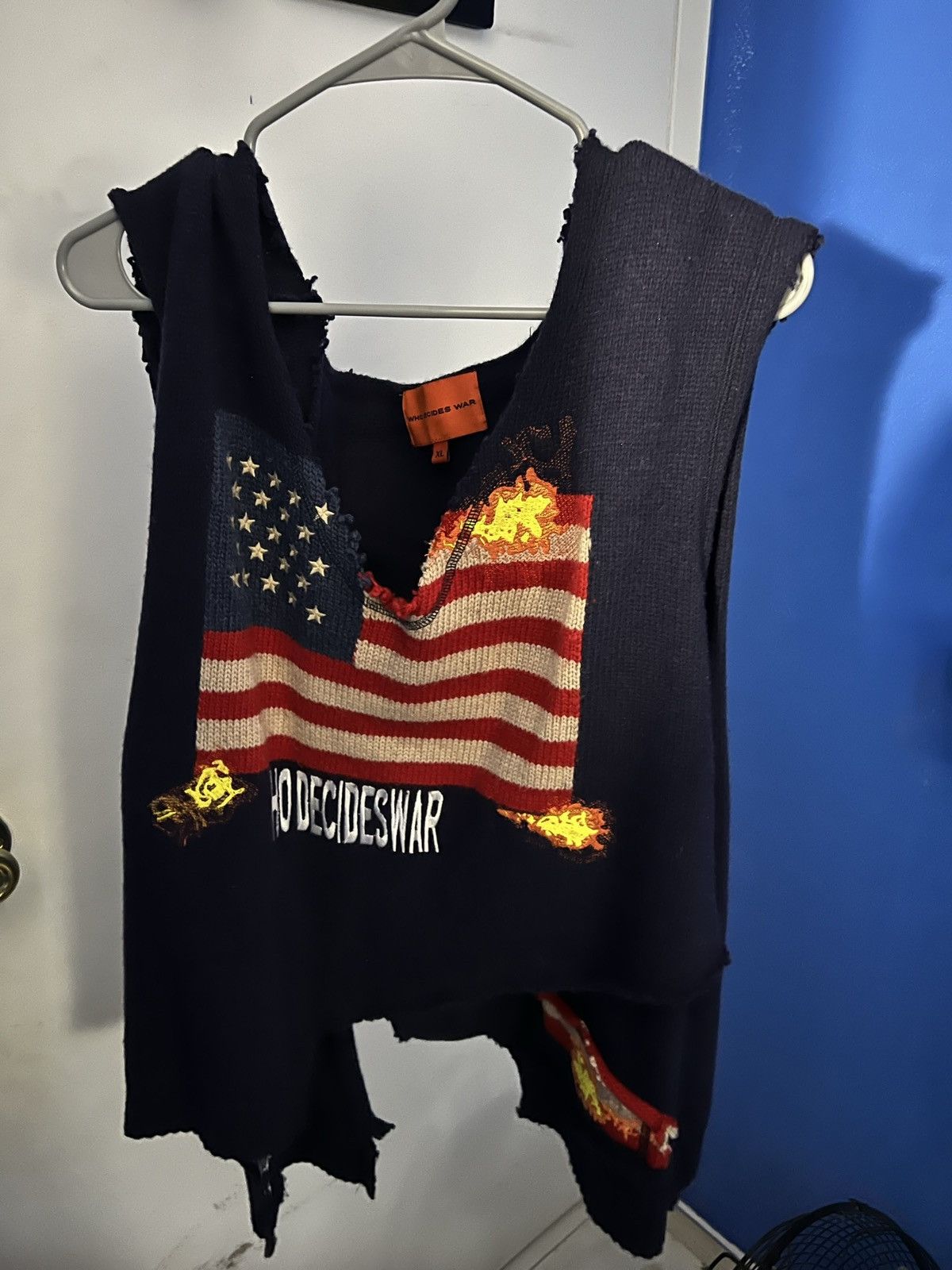 image of Ev Bravado x Who Decides War Navy L’Ardeur Layered Sweater Vest, Men's (Size XL)