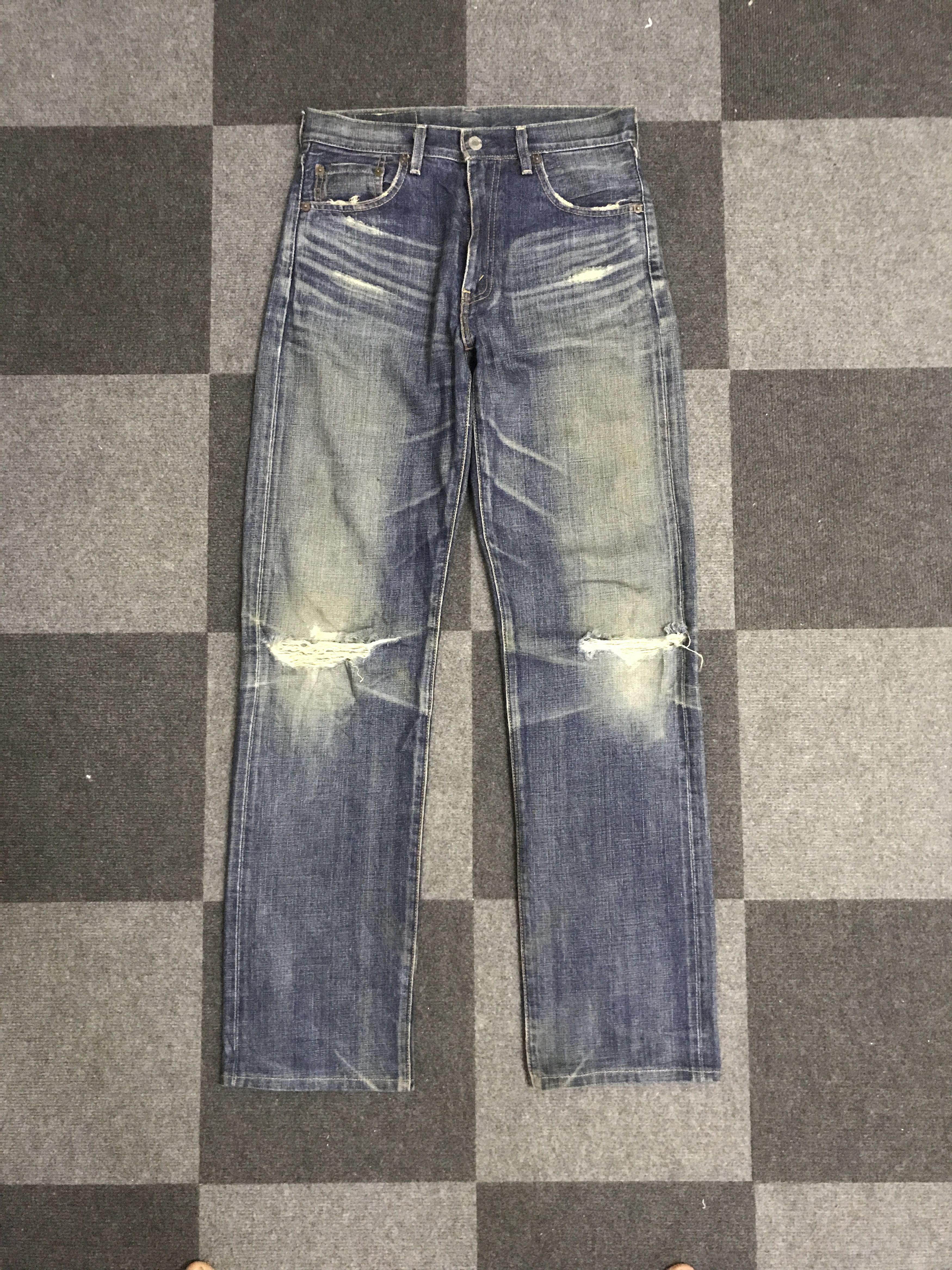 Levi's × Vintage VLEV123-Vtg LEVIS 502 BIG E Red Line Distressed Jeans Size US 30 / EU 46 - 1 Thumbnail
