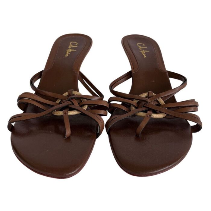 Cole Haan Cole Haan Kitten Heel Strappy Sandals Thong Brown Leather Wo Grailed 9387