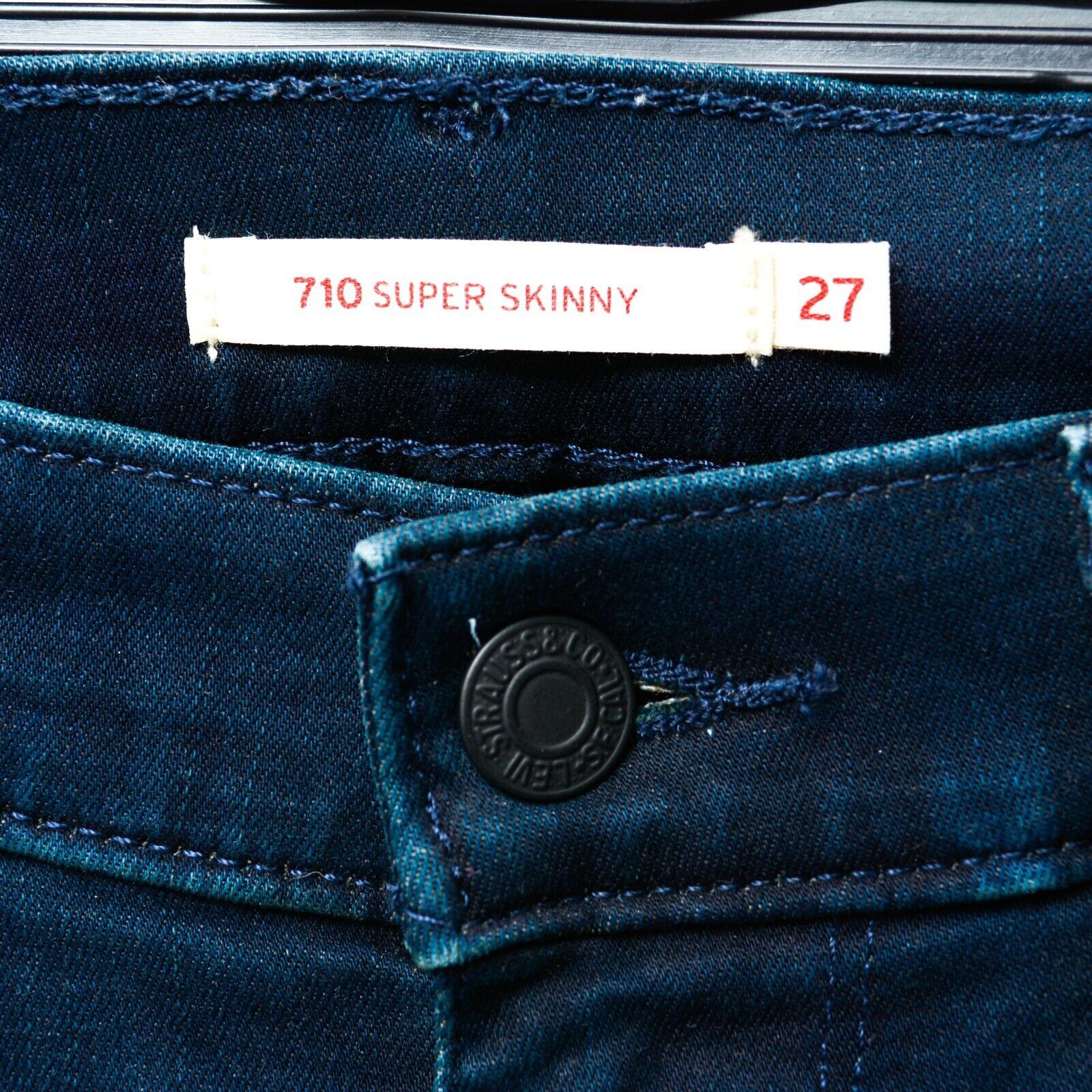 Levi's Women 710 Super Skinny W27 L30 Jeans Trousers Pants Mid Rise Size 27" / US 4 / IT 40 - 2 Thumbnail