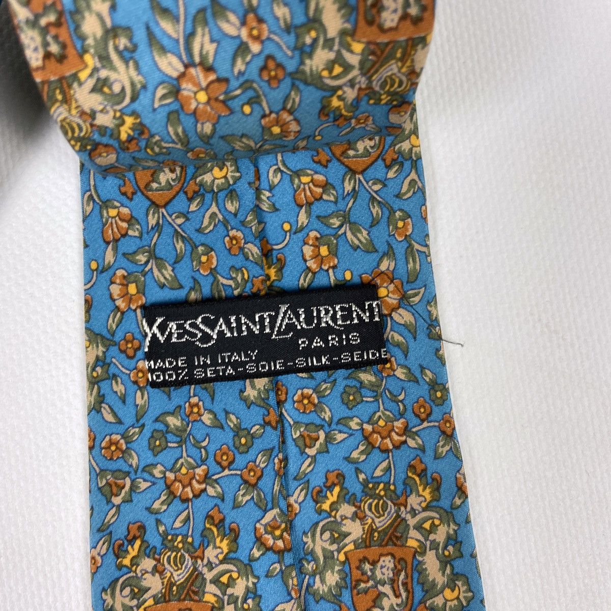 Vintage Vintage 90s rare Yves Saint Laurent Emblem Tie luxury flower Size ONE SIZE - 6 Thumbnail