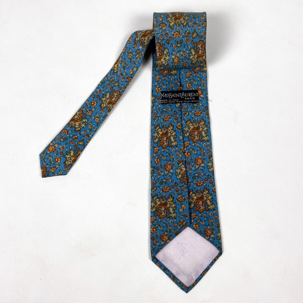 Vintage Vintage 90s rare Yves Saint Laurent Emblem Tie luxury flower Size ONE SIZE - 4 Thumbnail
