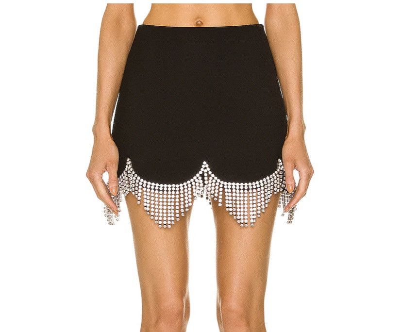 Area Crystal Scallop Mini Skirt