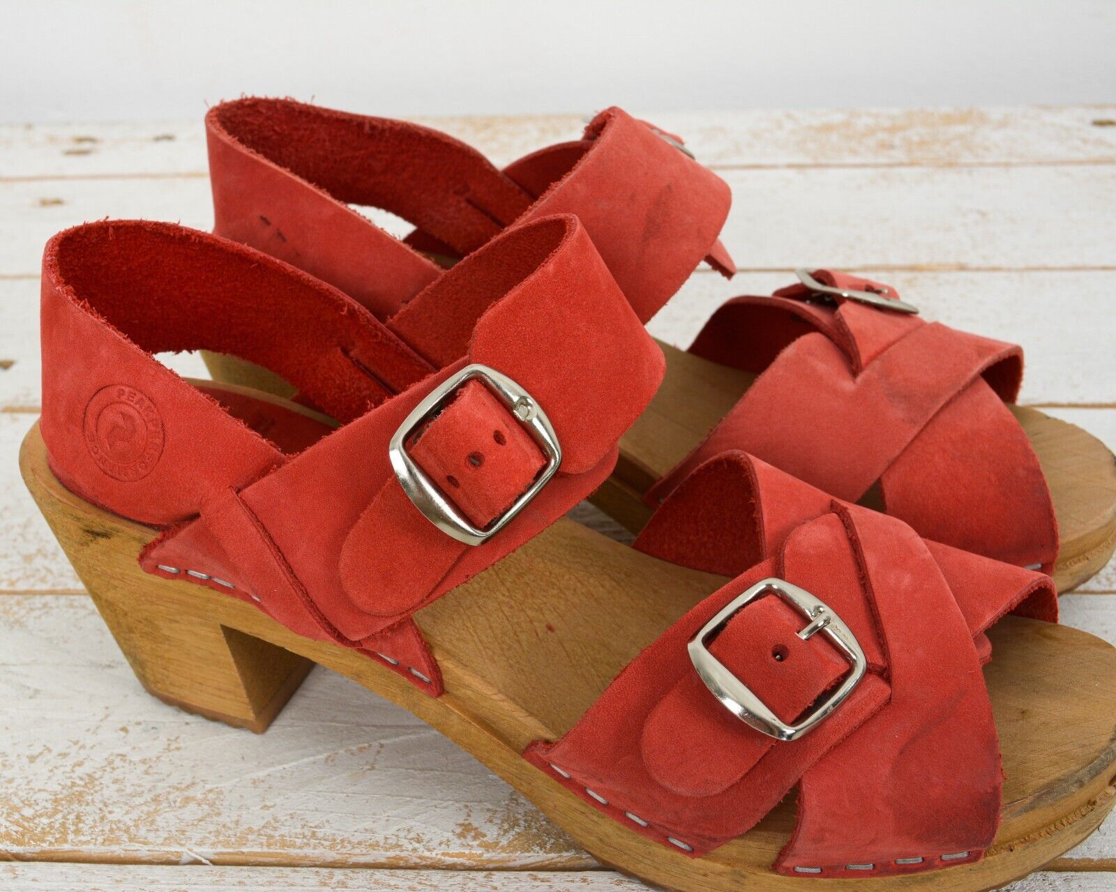 Other MOHEDA Leather Heels Swedish Ankle Straps Open Clogs EU36 Size US 6 / IT 36 - 3 Thumbnail