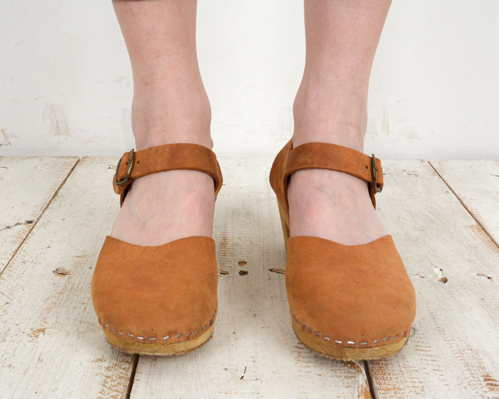 Other × Vintage MOHEDA Leather Heels Swedish EU 37 Strap Closed Clogs UK 4.5 Size US 6.5 / IT 36.5 - 4 Thumbnail