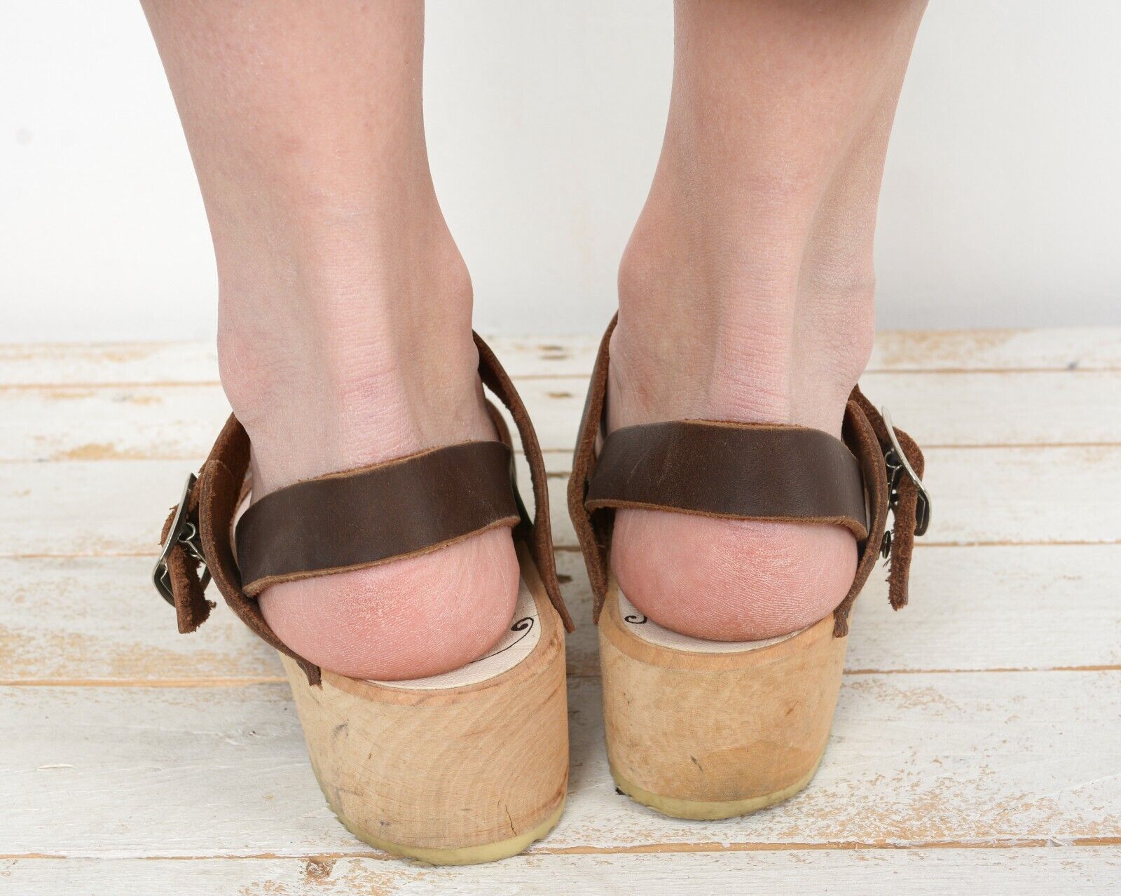 Other × Vintage LOLA Leather Heels Swedish Ankle Strap Closed Clogs EUR37 Size US 6.5 / IT 36.5 - 5 Thumbnail
