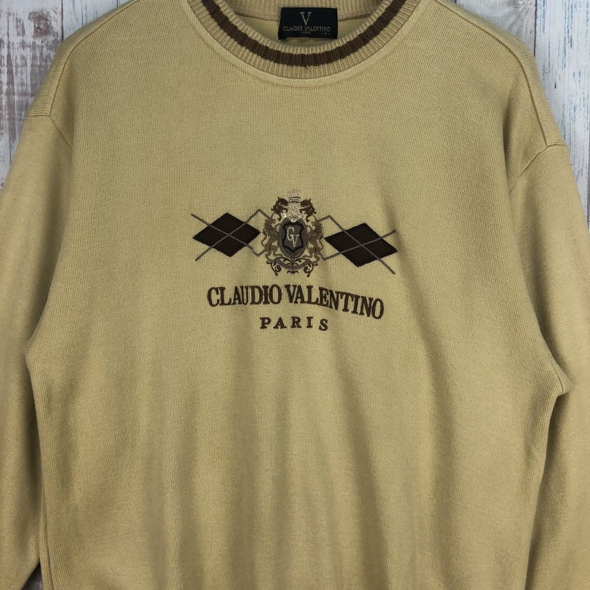 Valentino × Vintage Vintage Claudio Valentino Big Logo Sweatshirt Crewneck Size US L / EU 52-54 / 3 - 4 Thumbnail
