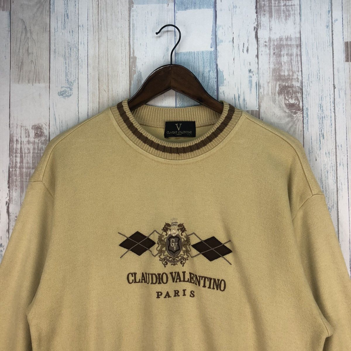 Valentino × Vintage Vintage Claudio Valentino Big Logo Sweatshirt Crewneck Size US L / EU 52-54 / 3 - 3 Thumbnail