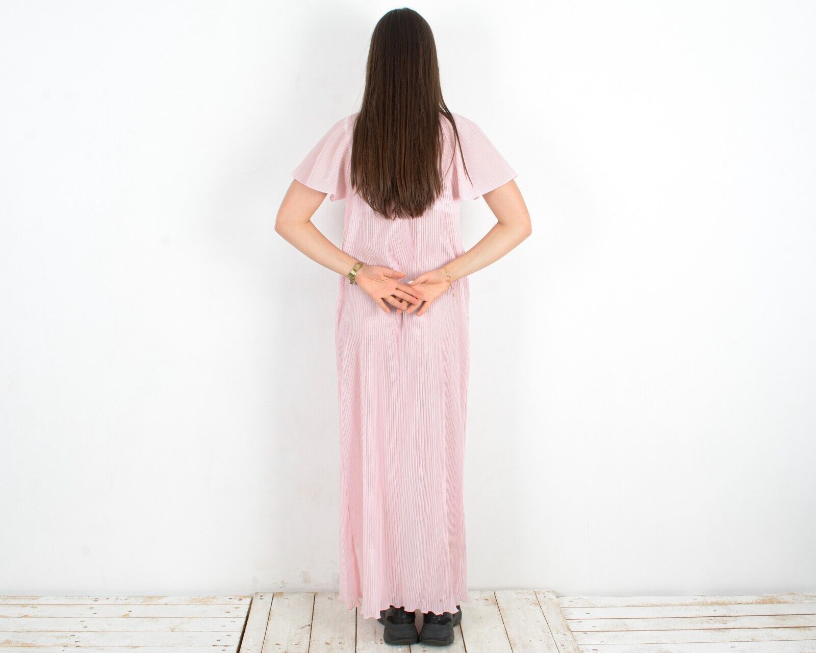 Other × Vintage Sheer Maxi Slit Dress Summer Asymmetrical Chiffon Floor Size S / US 4 / IT 40 - 4 Thumbnail