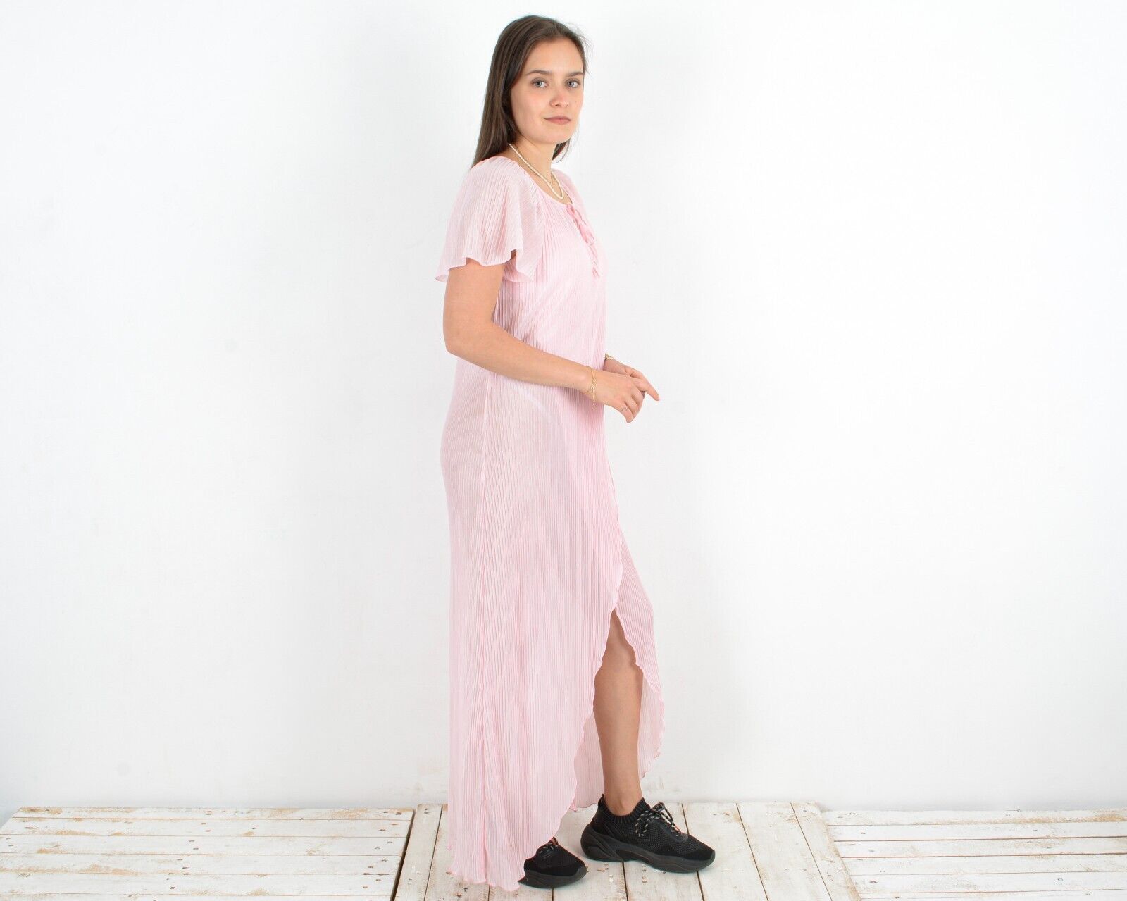 Other × Vintage Sheer Maxi Slit Dress Summer Asymmetrical Chiffon Floor Size S / US 4 / IT 40 - 3 Thumbnail