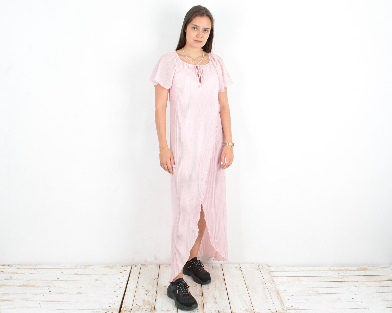 Other × Vintage Sheer Maxi Slit Dress Summer Asymmetrical Chiffon Floor Size S / US 4 / IT 40 - 1 Thumbnail