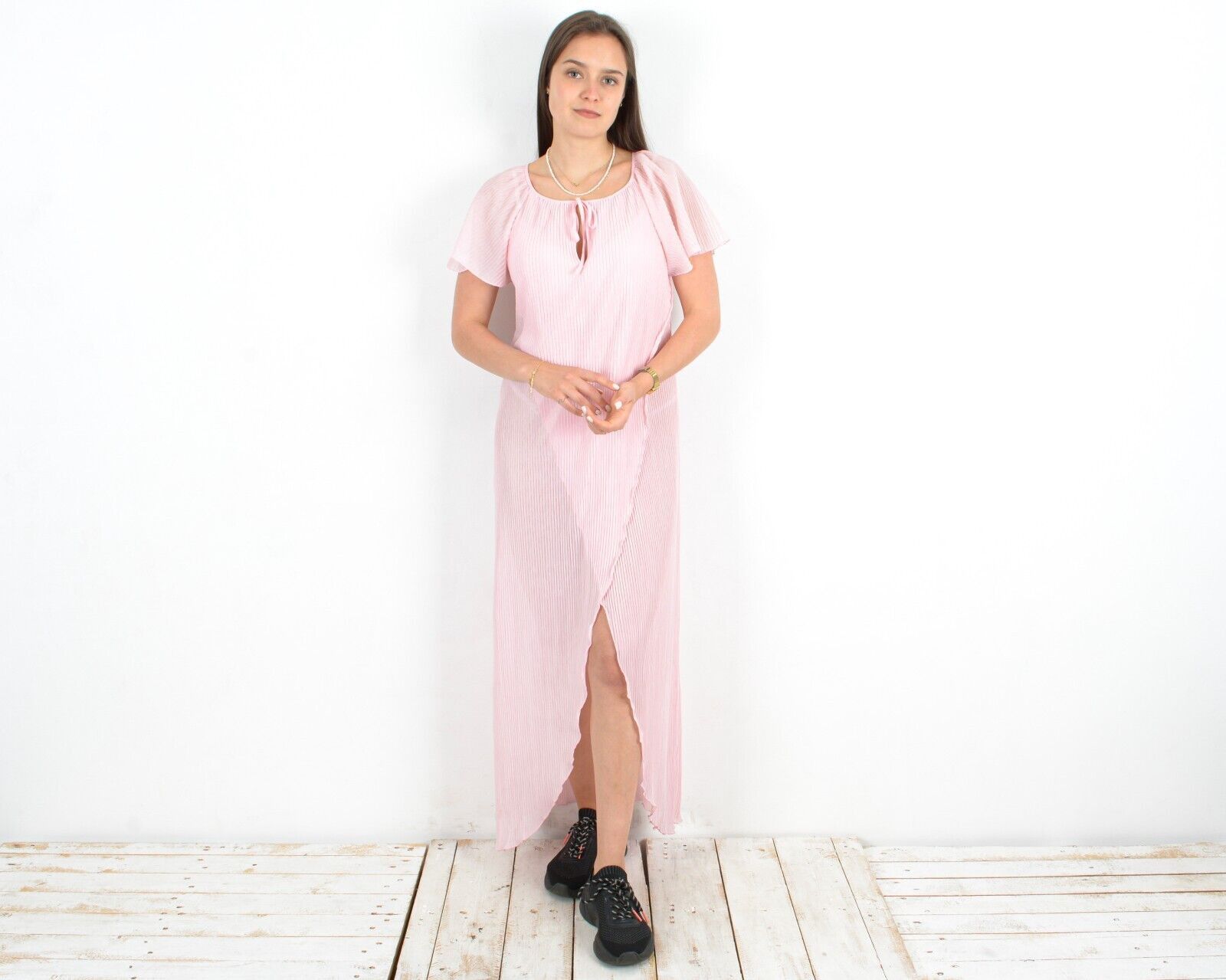 Other × Vintage Sheer Maxi Slit Dress Summer Asymmetrical Chiffon Floor Size S / US 4 / IT 40 - 2 Thumbnail