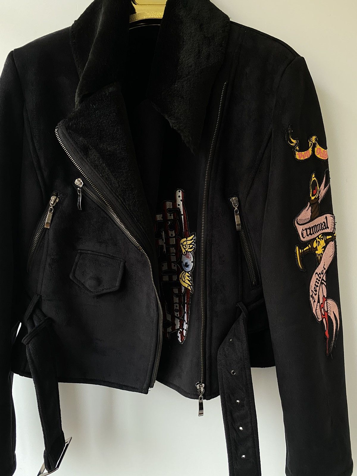 Von Dutch 🇺🇸 Vintage Y2K Von Dutch Motor Jacket Faux Fur Shearling Size M / US 6-8 / IT 42-44 - 13 Thumbnail