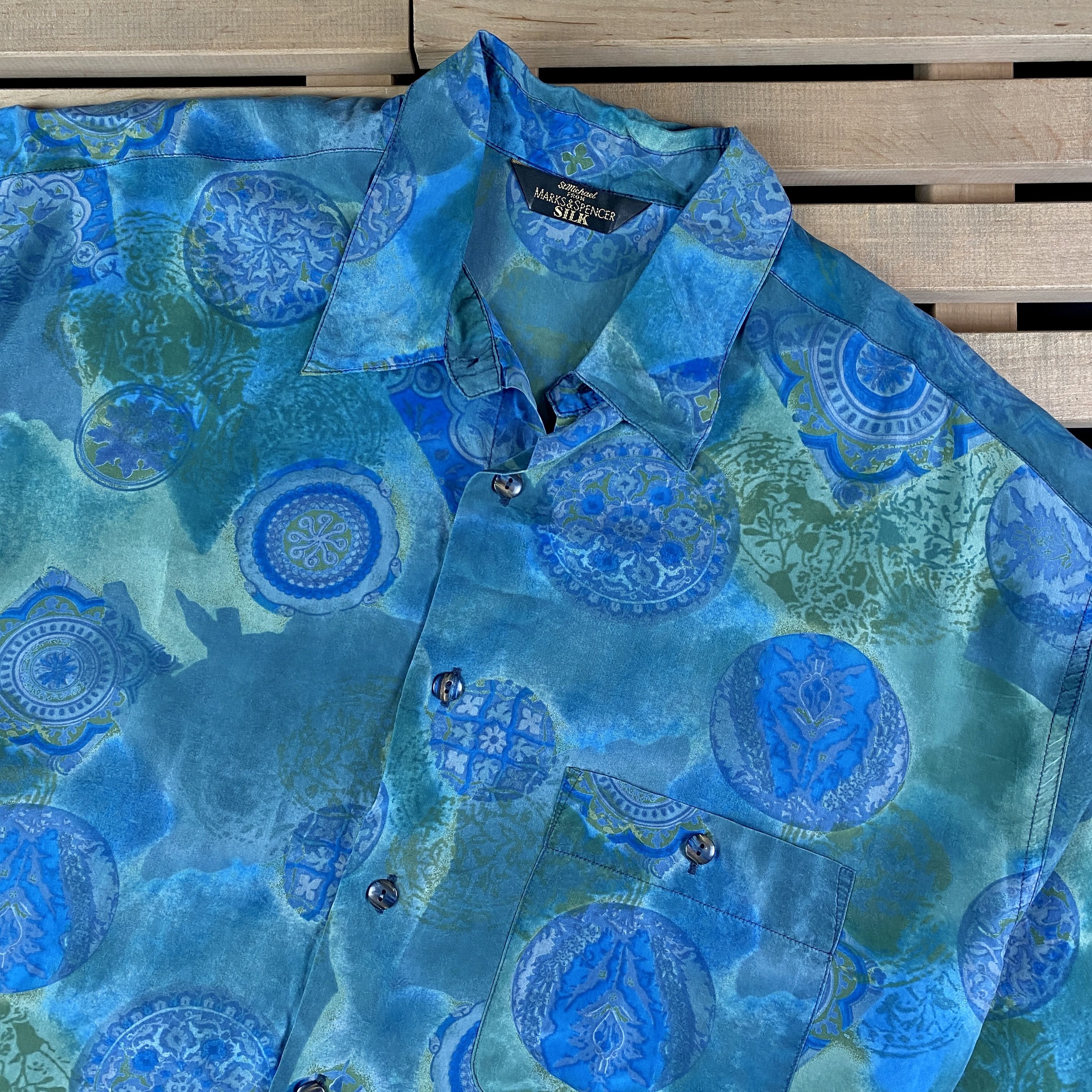 Marks & Spencer × Vintage Mens Vintage Hawaiian Shirt Silk Size L Size US L / EU 52-54 / 3 - 2 Thumbnail