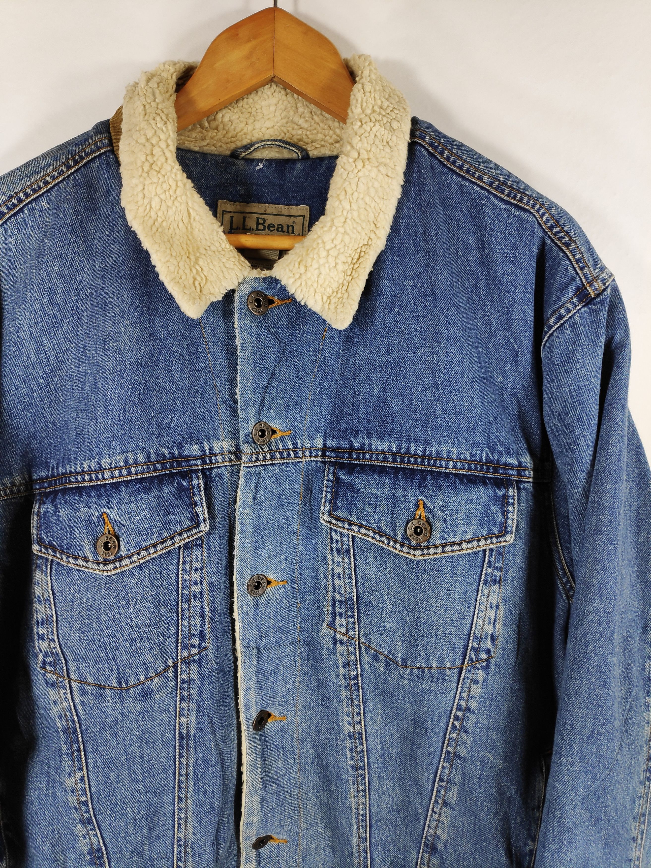 L.L. Bean × Vintage Vintage 90s L.L. Bean Sherpa Lining Denim Trucker Jacket Size US XL / EU 56 / 4 - 4 Thumbnail