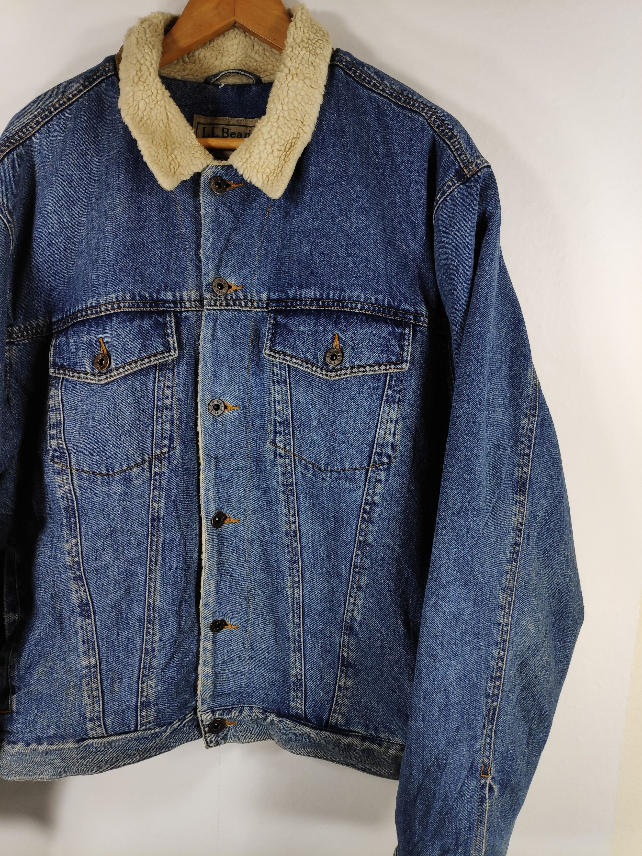 L.L. Bean × Vintage Vintage 90s L.L. Bean Sherpa Lining Denim Trucker Jacket Size US XL / EU 56 / 4 - 9 Thumbnail