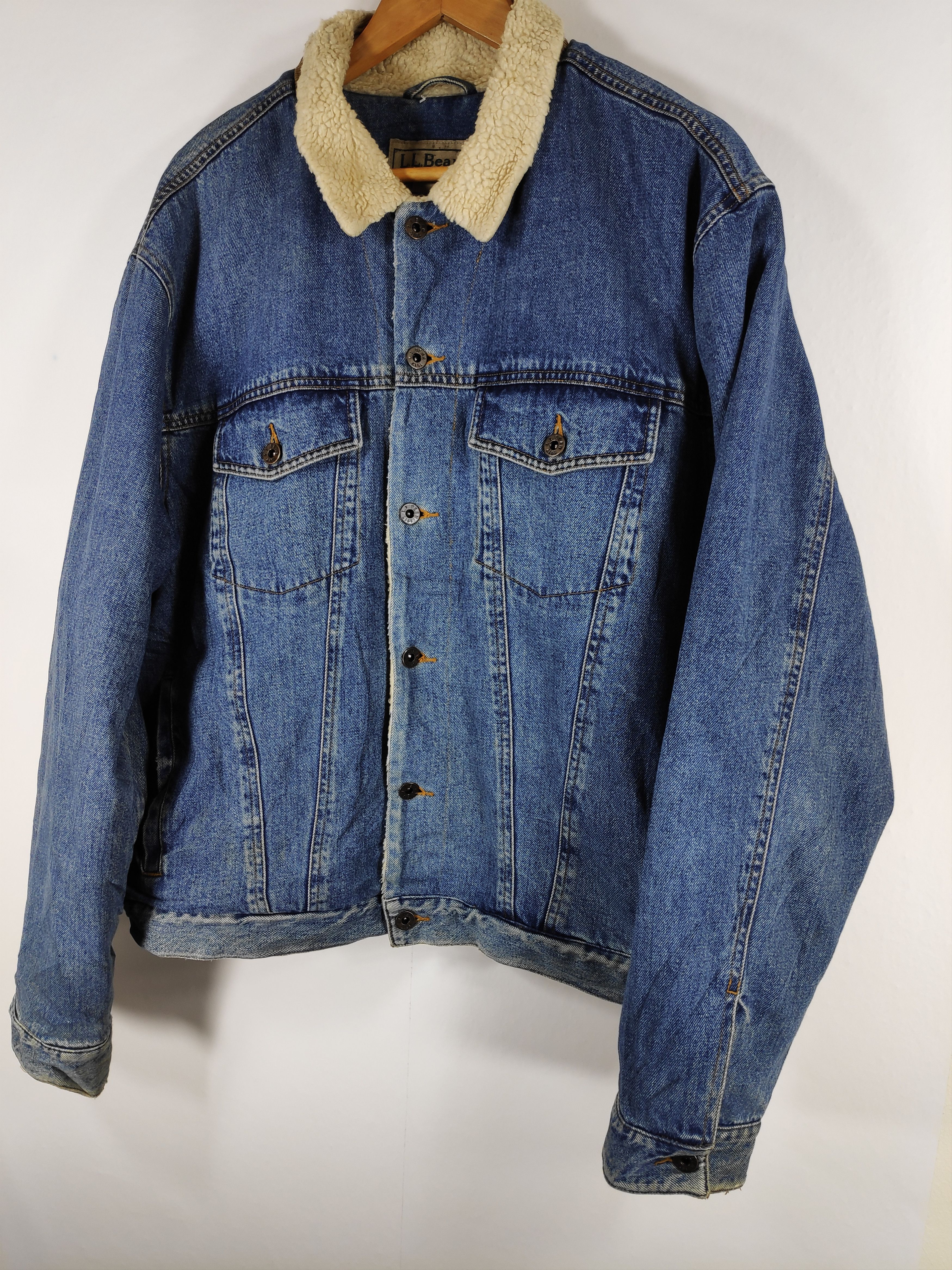 L.L. Bean × Vintage Vintage 90s L.L. Bean Sherpa Lining Denim Trucker Jacket Size US XL / EU 56 / 4 - 8 Thumbnail