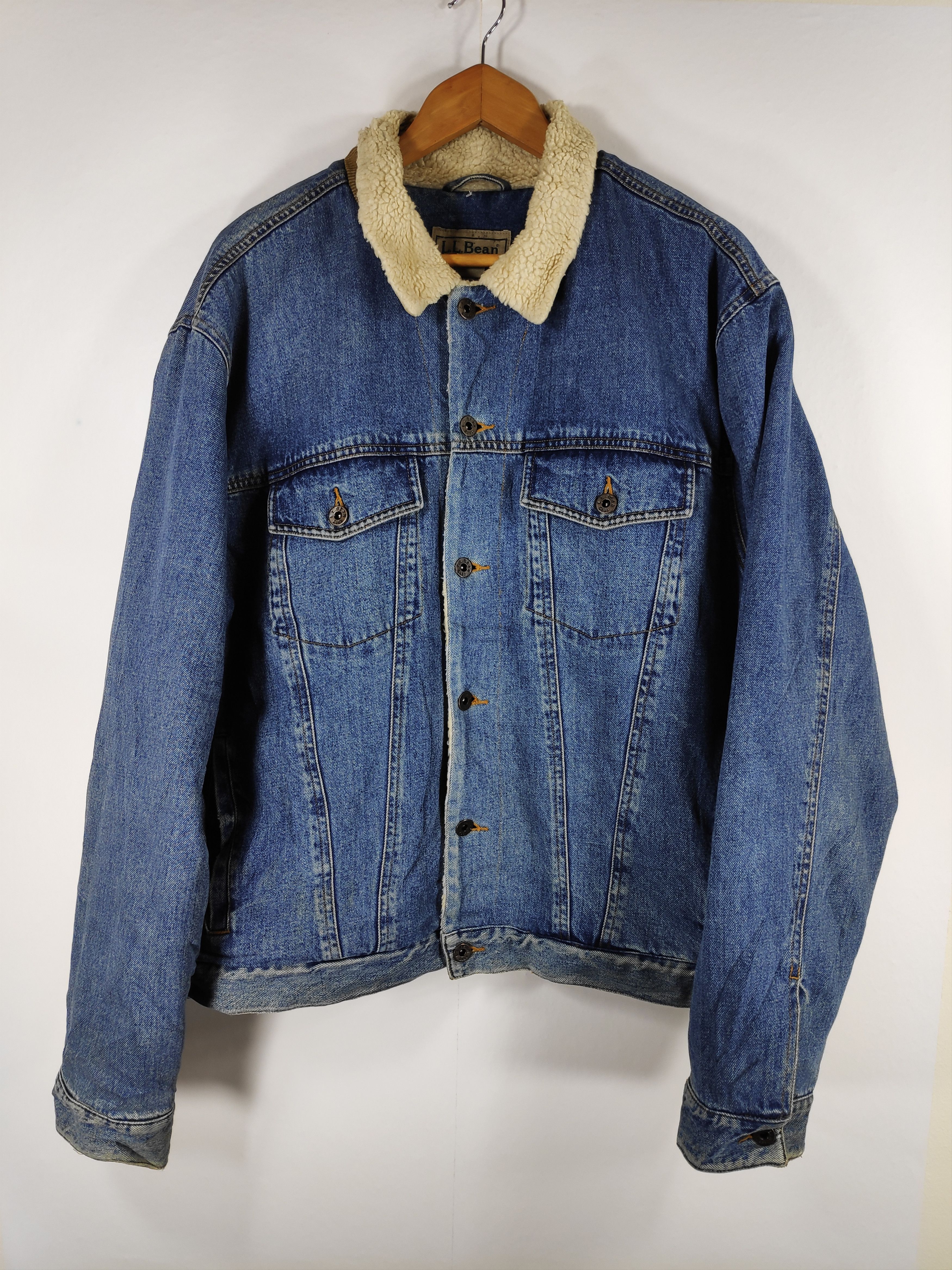 L.L. Bean × Vintage Vintage 90s L.L. Bean Sherpa Lining Denim Trucker Jacket Size US XL / EU 56 / 4 - 7 Thumbnail