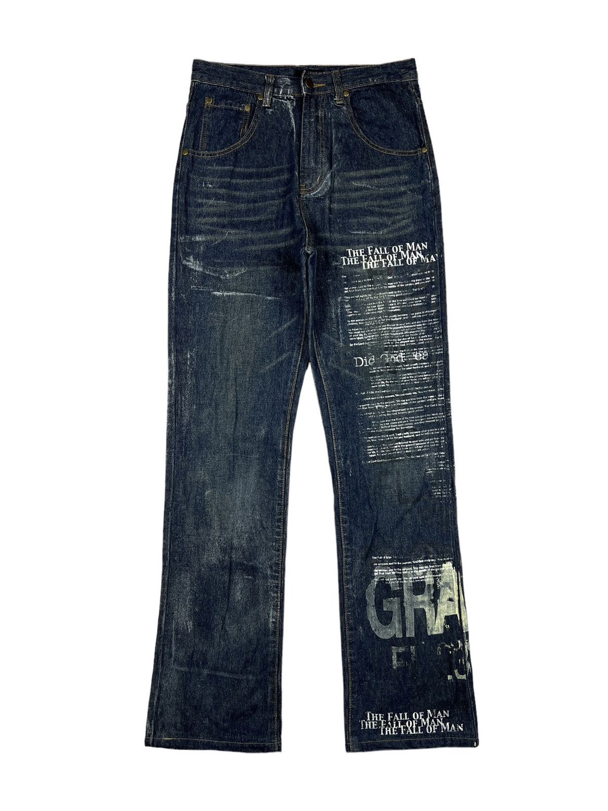 Japanese Brand HN+DIE 🇯🇵 ‘The Fall Of Man” Adam & Eve Poem Denim Size US 29 - 1 Thumbnail