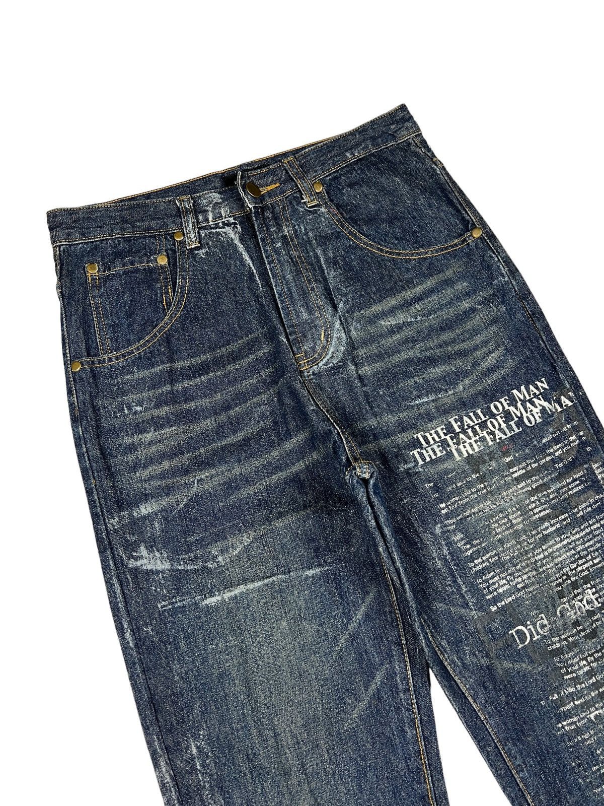 Japanese Brand HN+DIE 🇯🇵 ‘The Fall Of Man” Adam & Eve Poem Denim Size US 29 - 4 Thumbnail