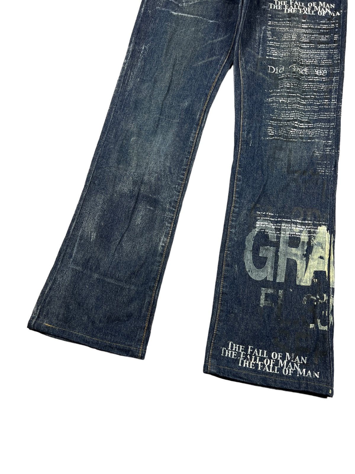 Japanese Brand HN+DIE 🇯🇵 ‘The Fall Of Man” Adam & Eve Poem Denim Size US 29 - 3 Thumbnail