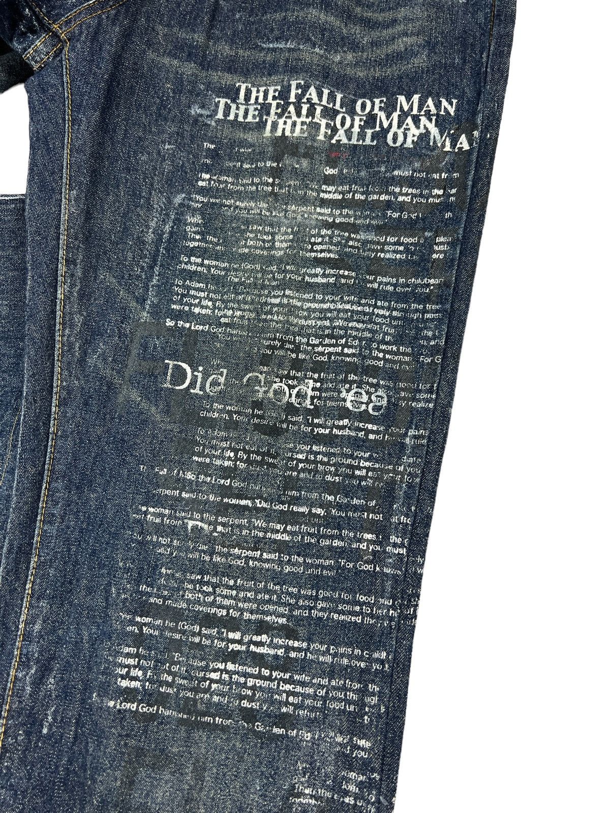 Japanese Brand HN+DIE 🇯🇵 ‘The Fall Of Man” Adam & Eve Poem Denim Size US 29 - 10 Thumbnail