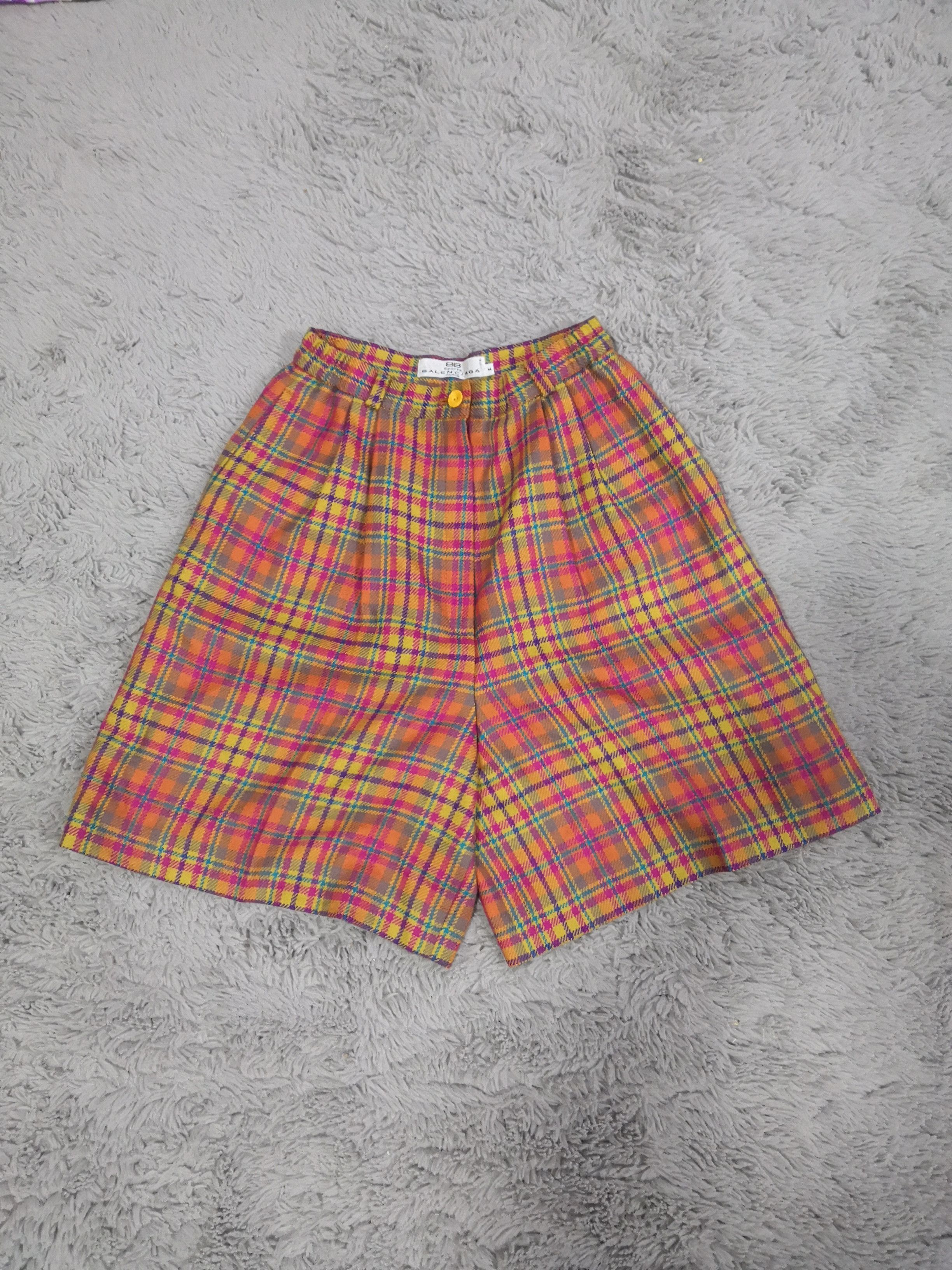 image of Balenciaga Sports Checkered Hi Waist Short Pants, Women's (Size 24)
