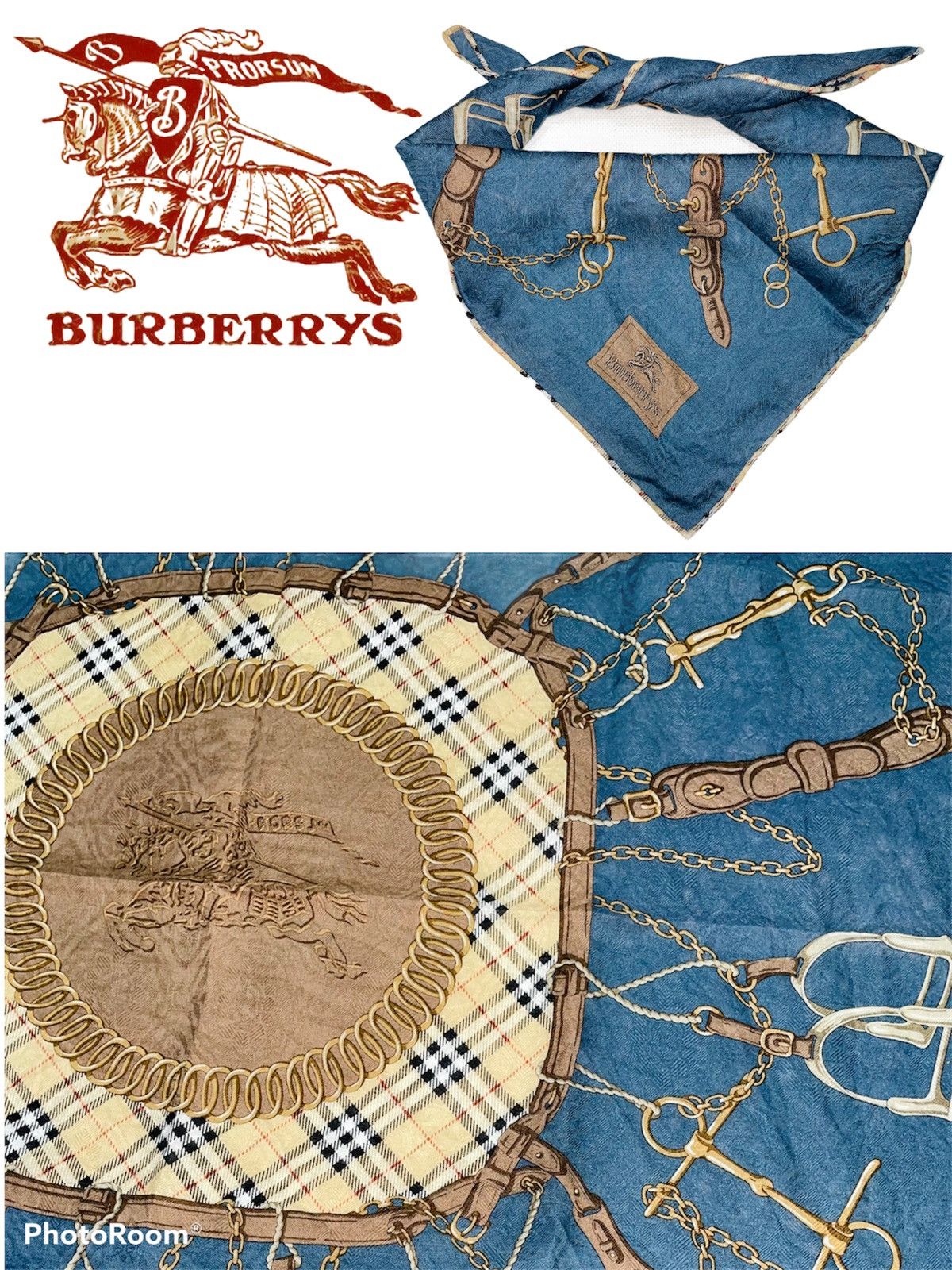 Burberry × Burberry Prorsum × Vintage Vintage Burberrys Bandana Handkerchi Nova check plaid tartan Size ONE SIZE - 2 Thumbnail