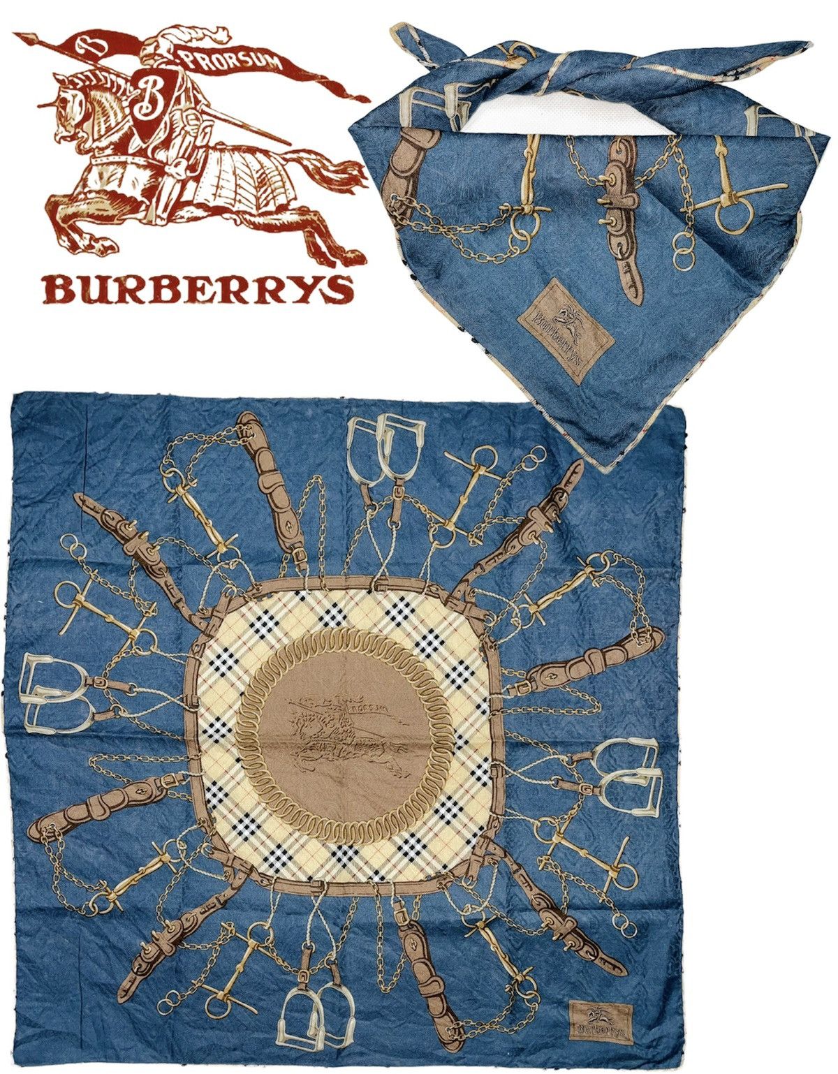 Burberry × Burberry Prorsum × Vintage Vintage Burberrys Bandana Handkerchi Nova check plaid tartan Size ONE SIZE - 1 Thumbnail
