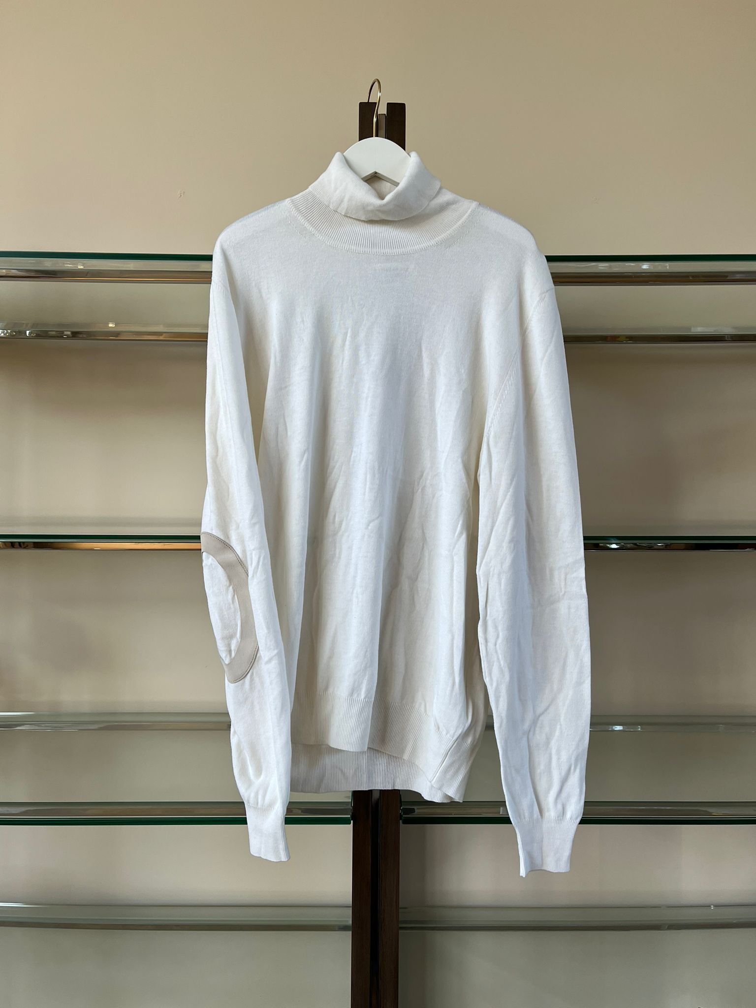 Maison Margiela Wool Elbow Patch Turtleneck in White Size US L / EU 52-54 / 3 - 1 Thumbnail